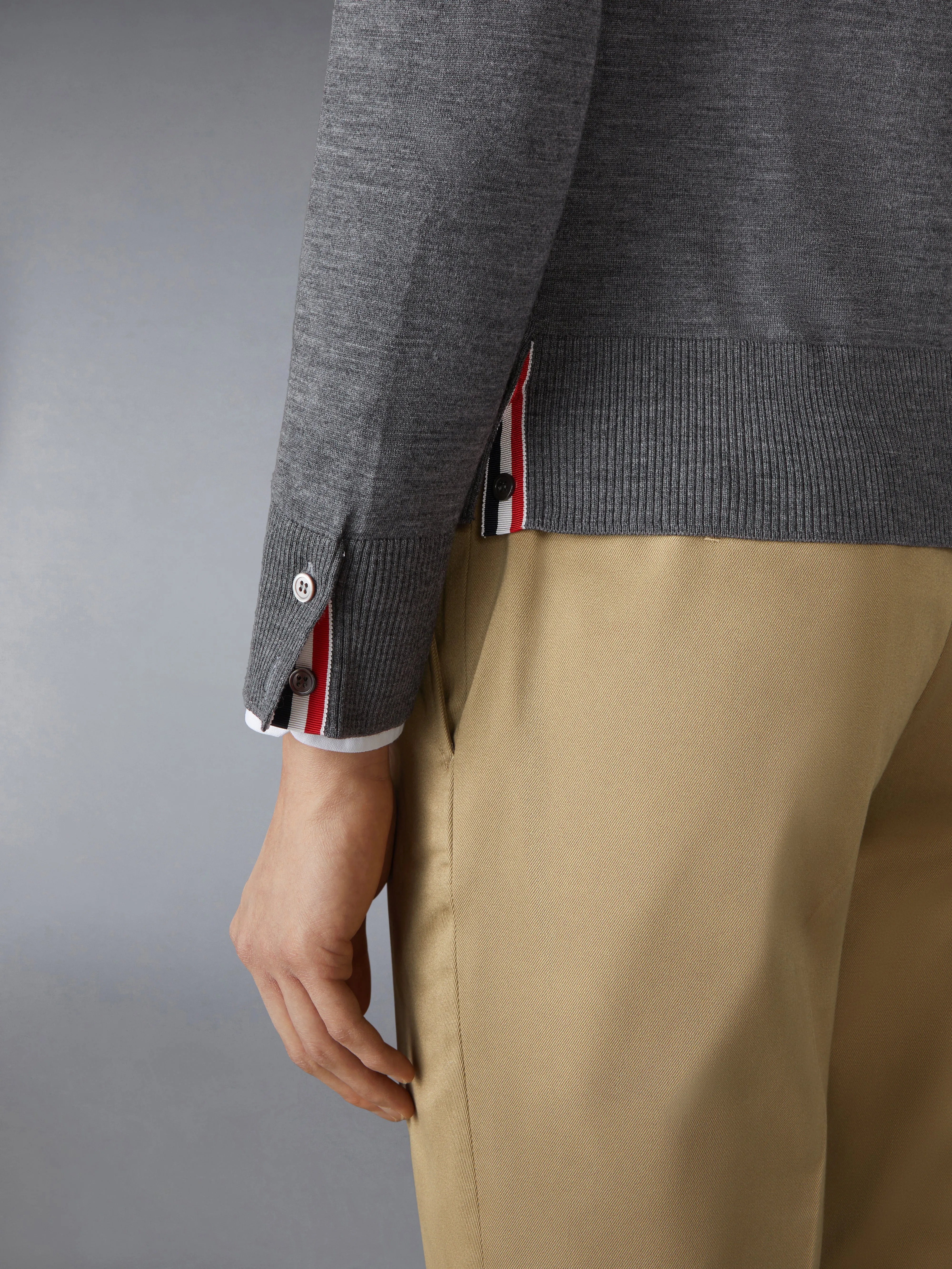 FINE MERINO WOOL RWB ARMBAND CARDIGAN sold by Thom Browne product image thumbnail 4