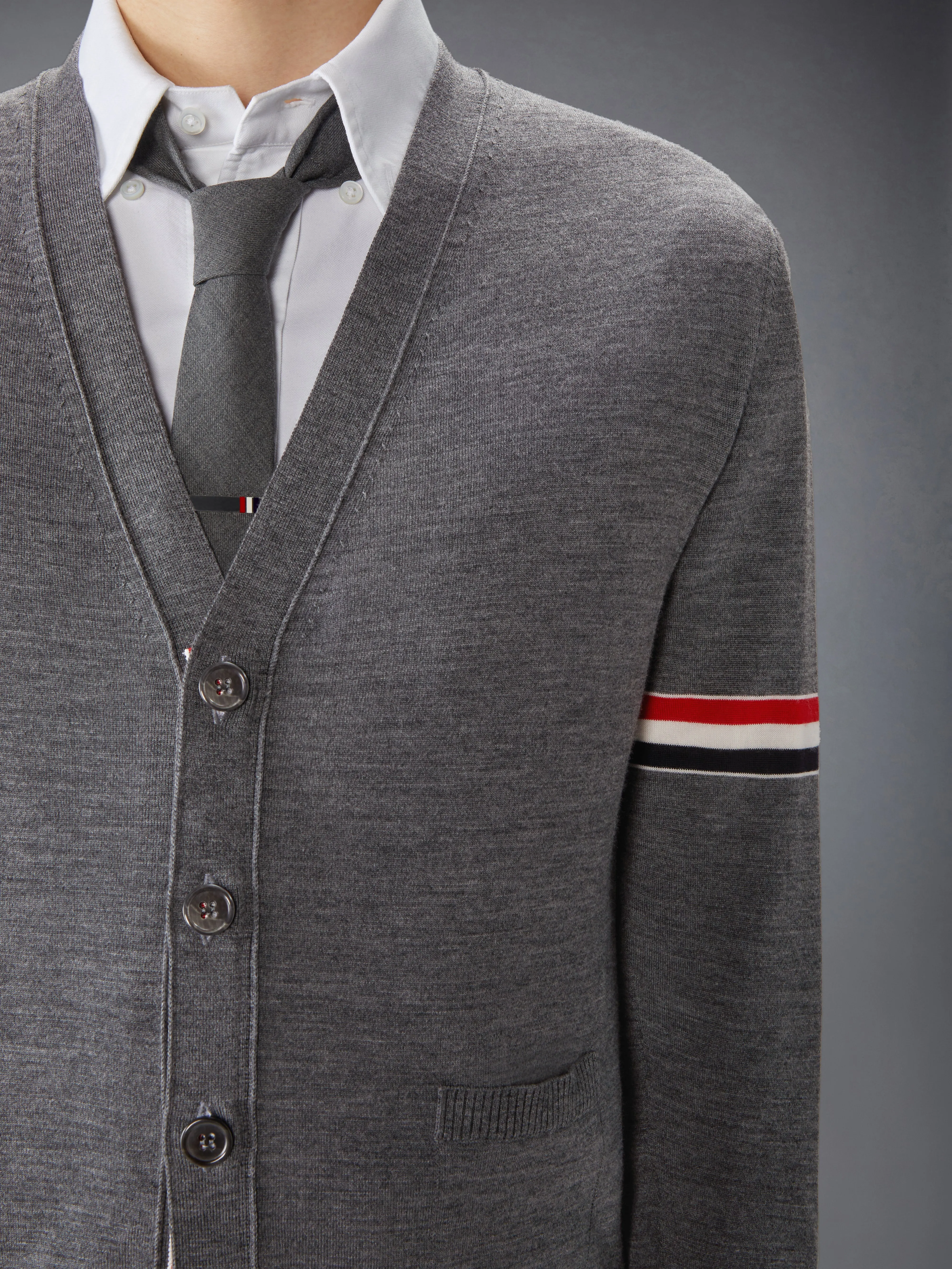 FINE MERINO WOOL RWB ARMBAND CARDIGAN sold by Thom Browne product image thumbnail 5