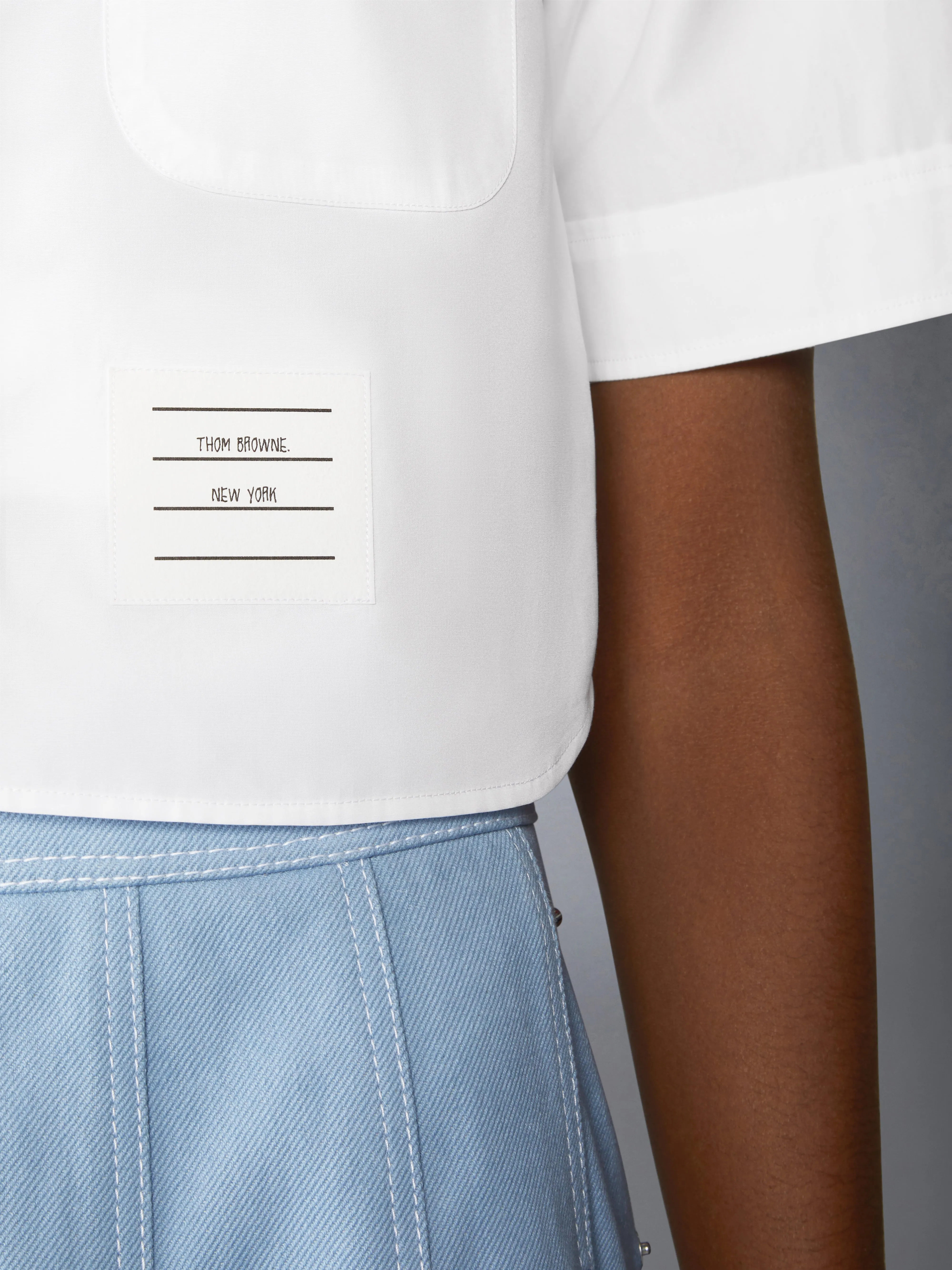 POPLIN CROPPED SHORT SLEEVE SHIRT sold by Thom Browne product image thumbnail 4