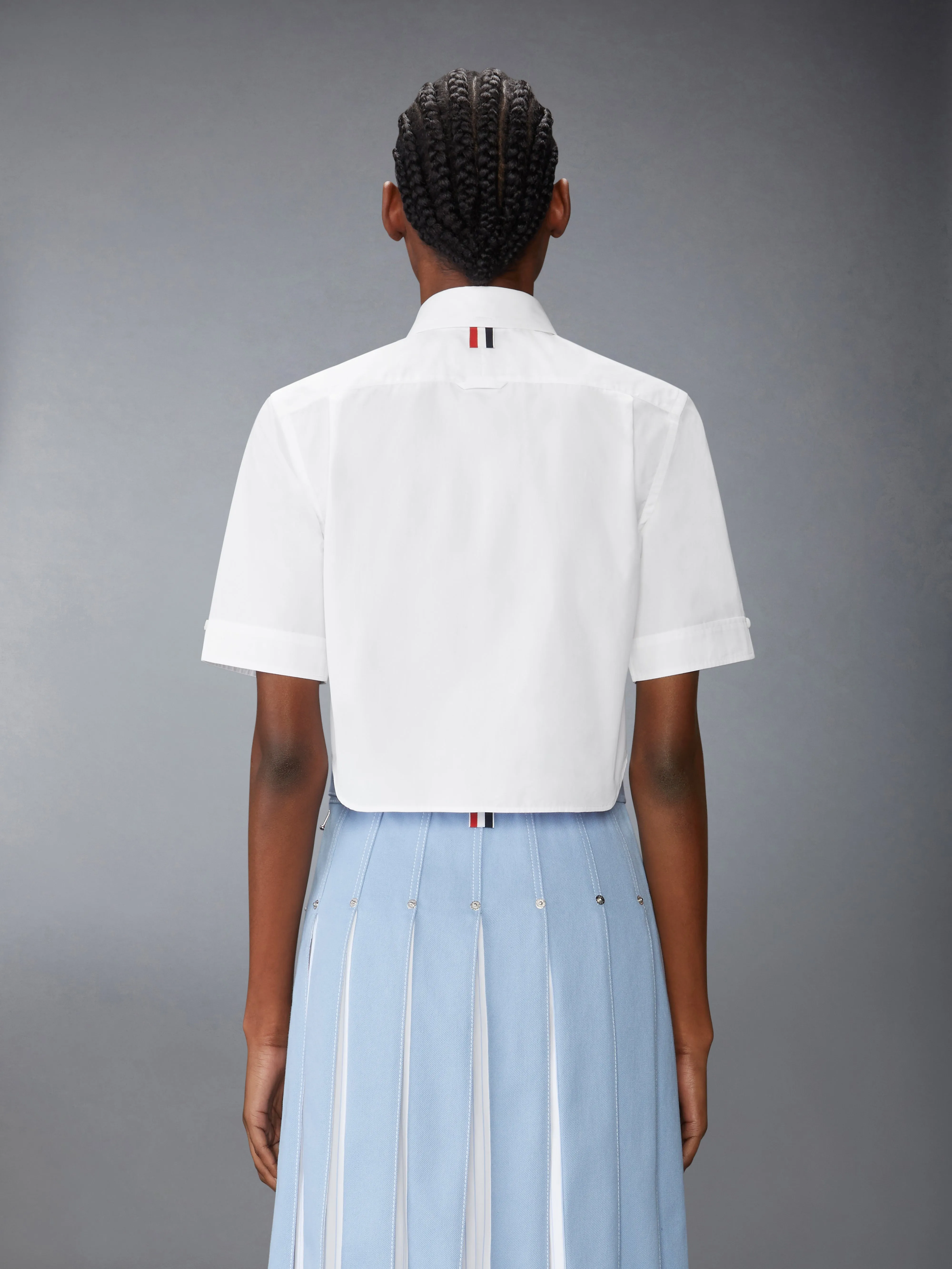 POPLIN CROPPED SHORT SLEEVE SHIRT sold by Thom Browne product image thumbnail 2