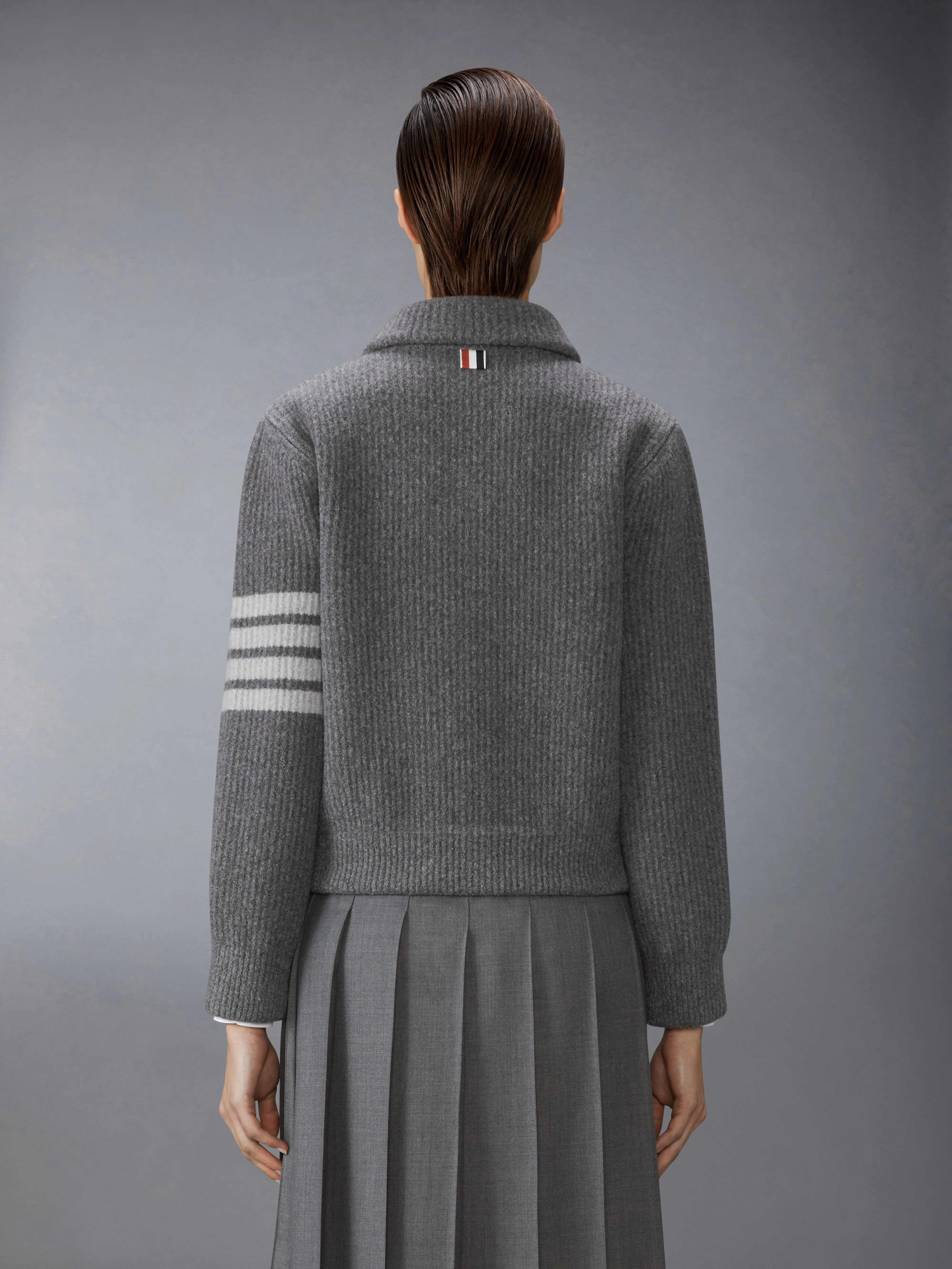 BOILED MERINO WOOL 4-BAR BOMBER JACKET sold by Thom Browne product image thumbnail 2