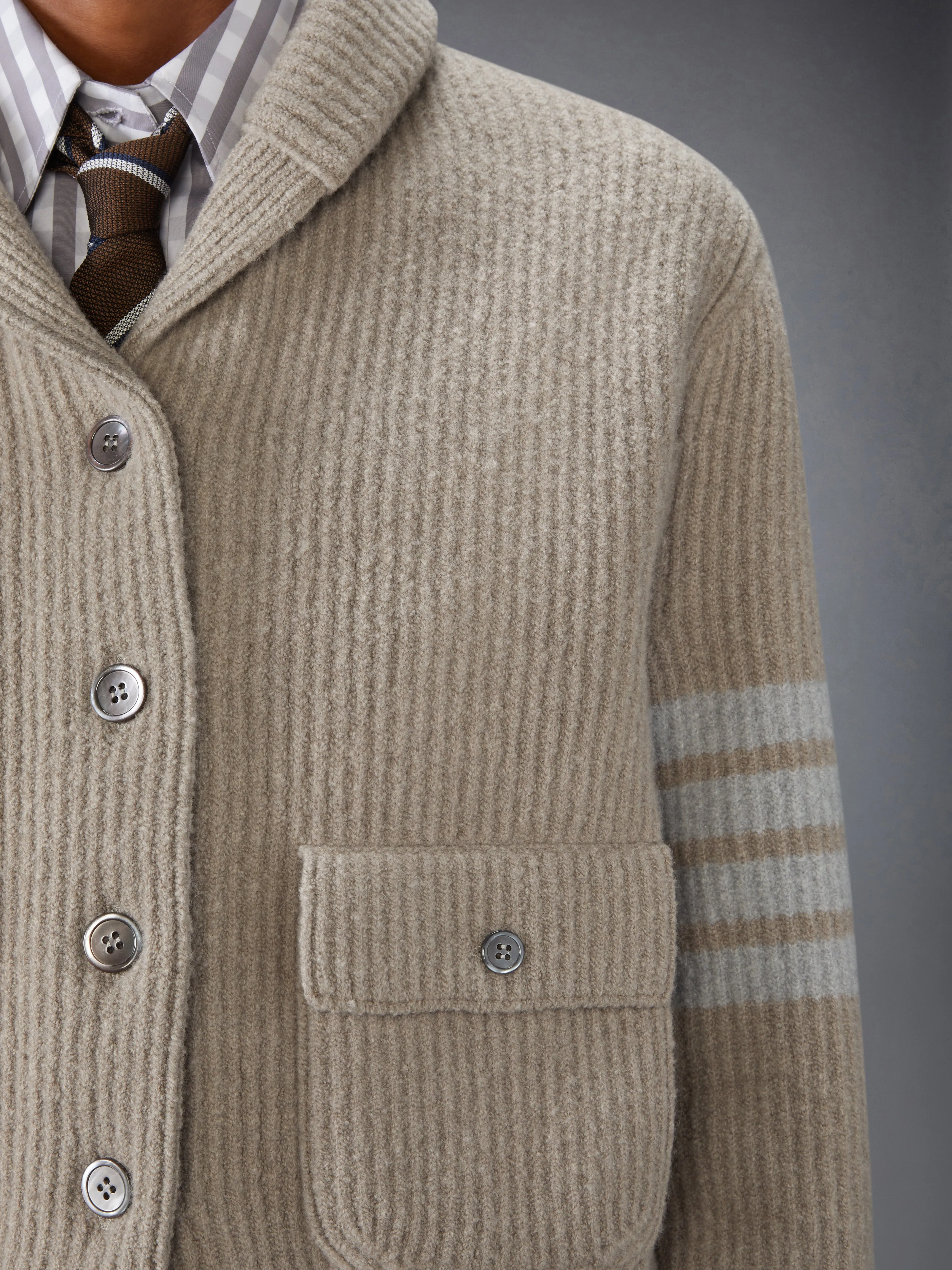 BOILED MERINO WOOL 4-BAR BOMBER JACKET sold by Thom Browne product image thumbnail 5