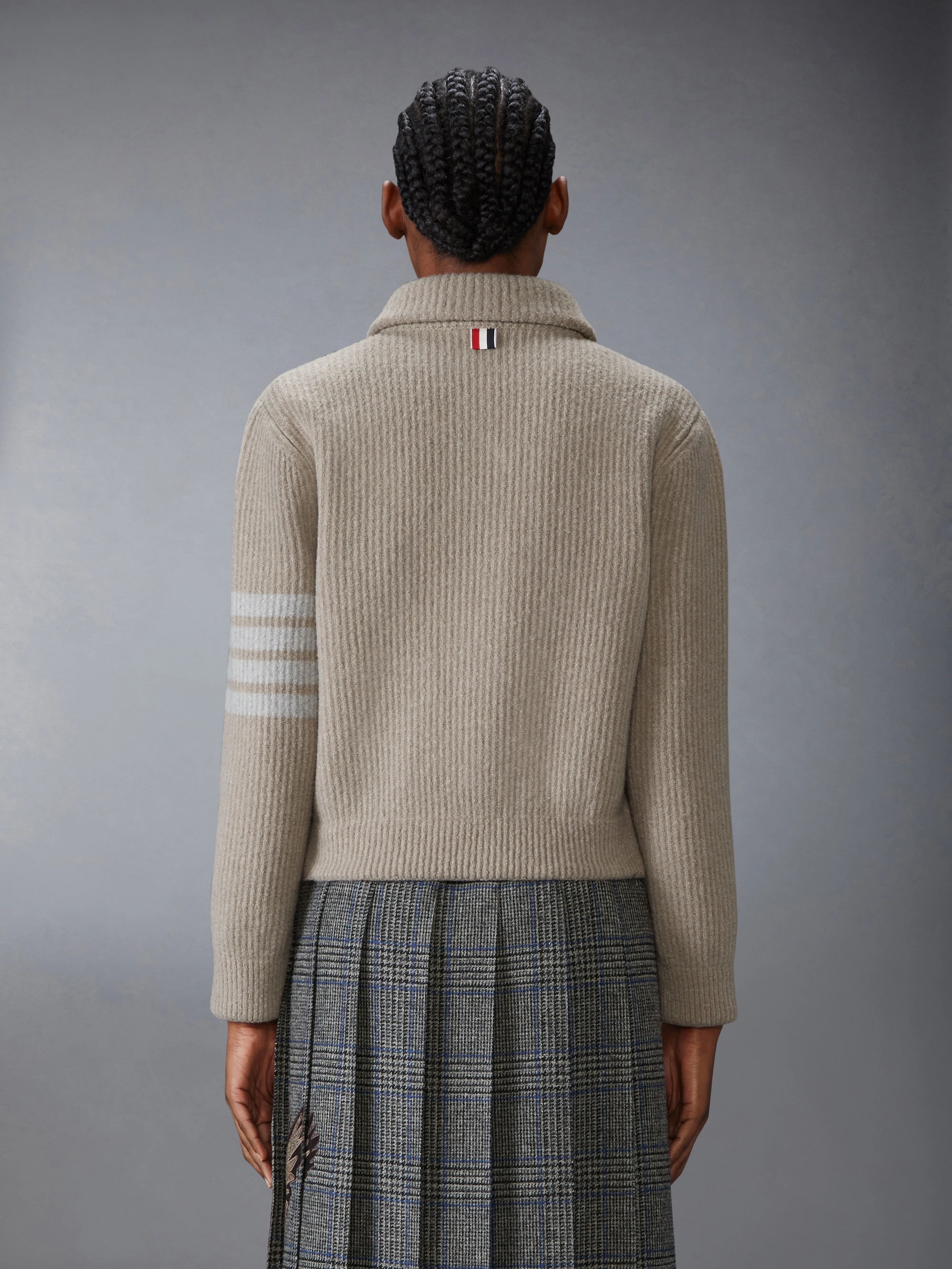 BOILED MERINO WOOL 4-BAR BOMBER JACKET sold by Thom Browne product image thumbnail 2