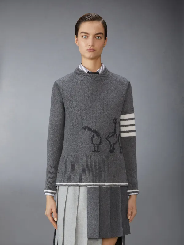FINE MERINO INTARSIA GEESE 4-BAR PULLOVER sold by Thom Browne