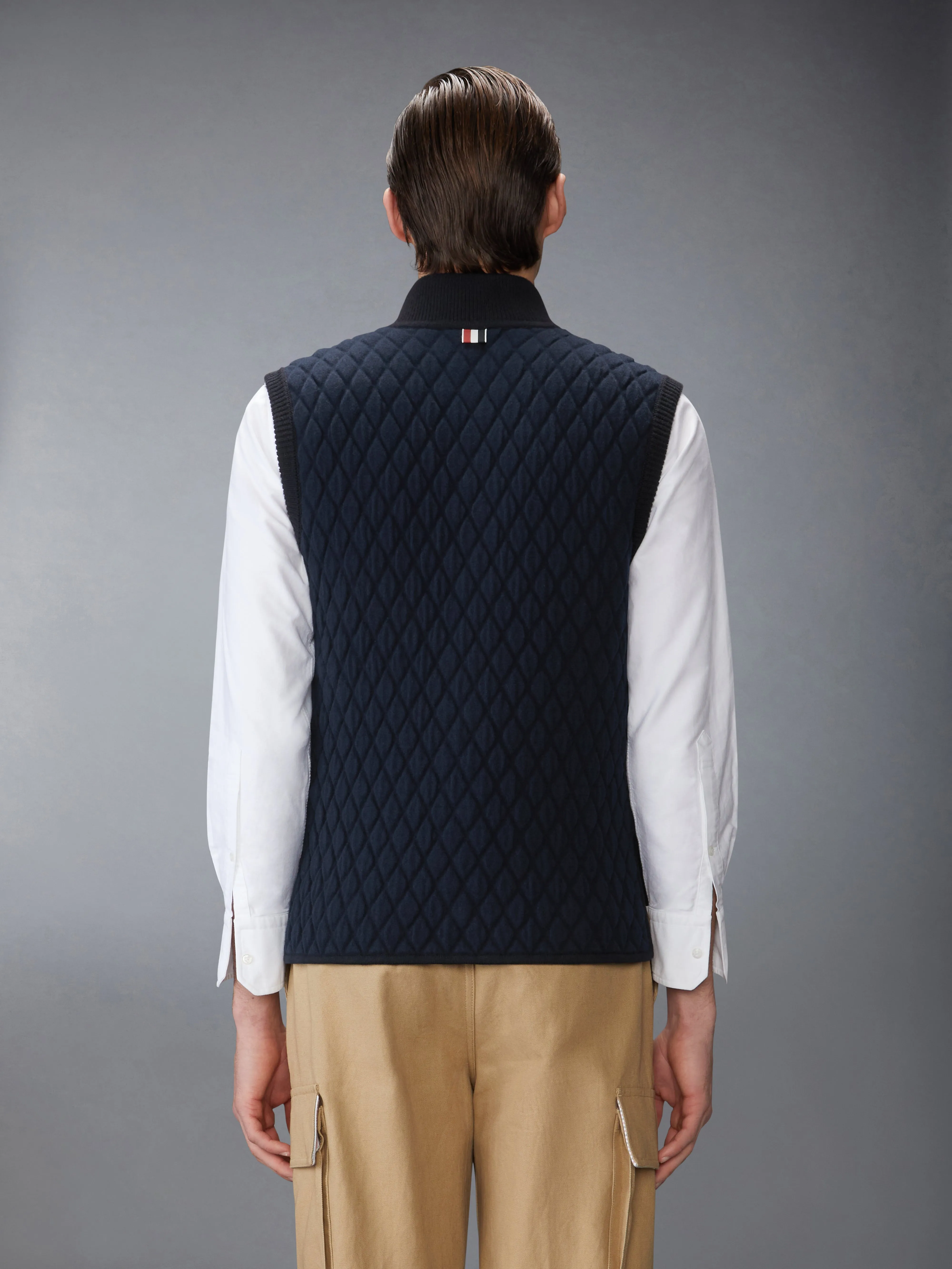 MERINO WOOL INTARSIA JACQUARD WORK VEST sold by Thom Browne product image thumbnail 2