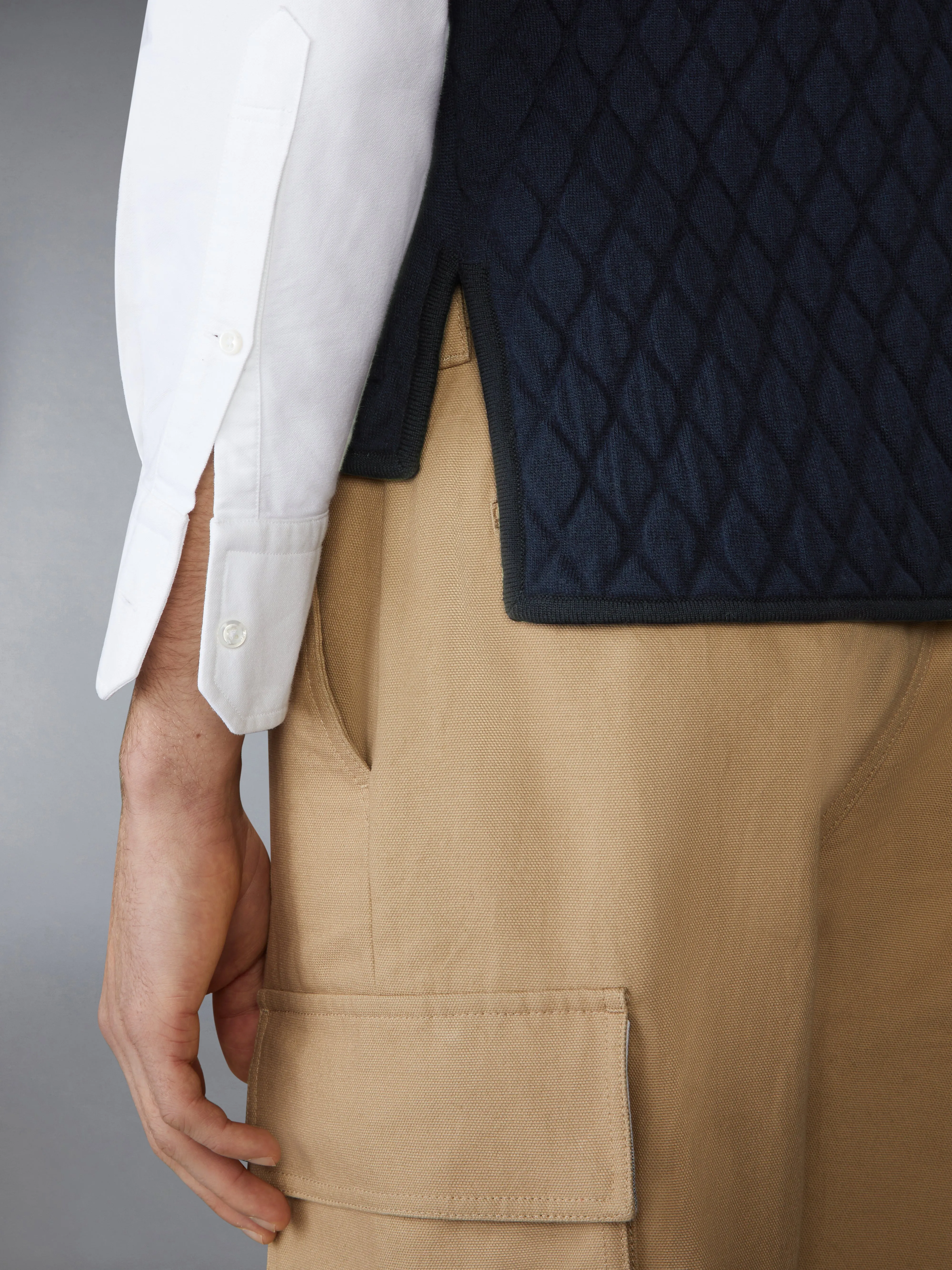 MERINO WOOL INTARSIA JACQUARD WORK VEST sold by Thom Browne product image thumbnail 4