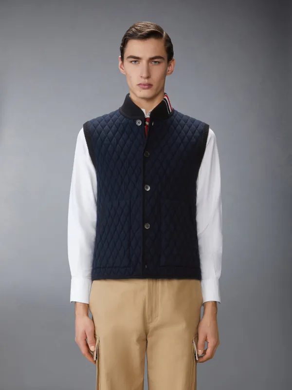 MERINO WOOL INTARSIA JACQUARD WORK VEST sold by Thom Browne