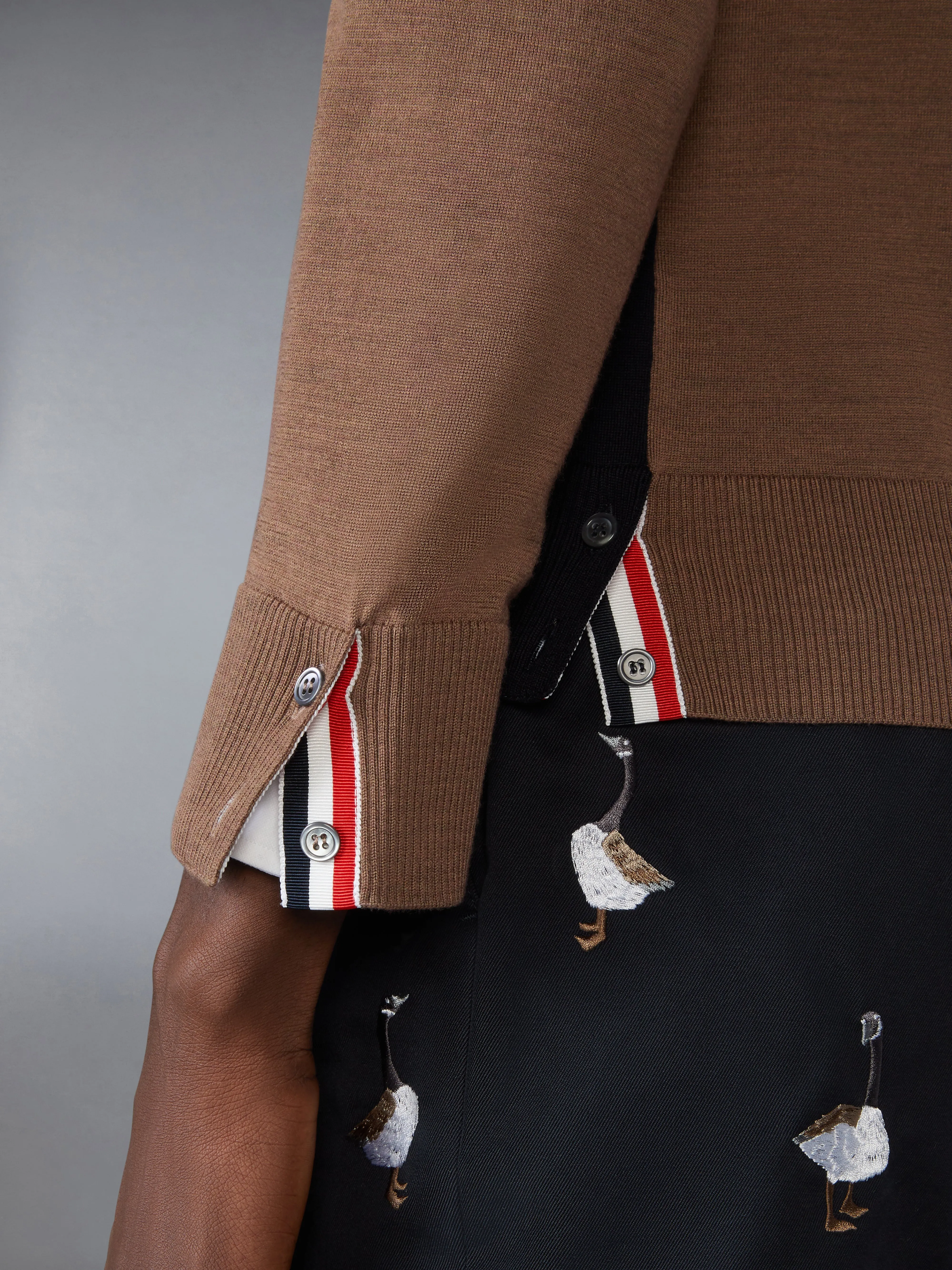 FINE MERINO WOOL FUNMIX V NECK CARDIGAN sold by Thom Browne product image thumbnail 4