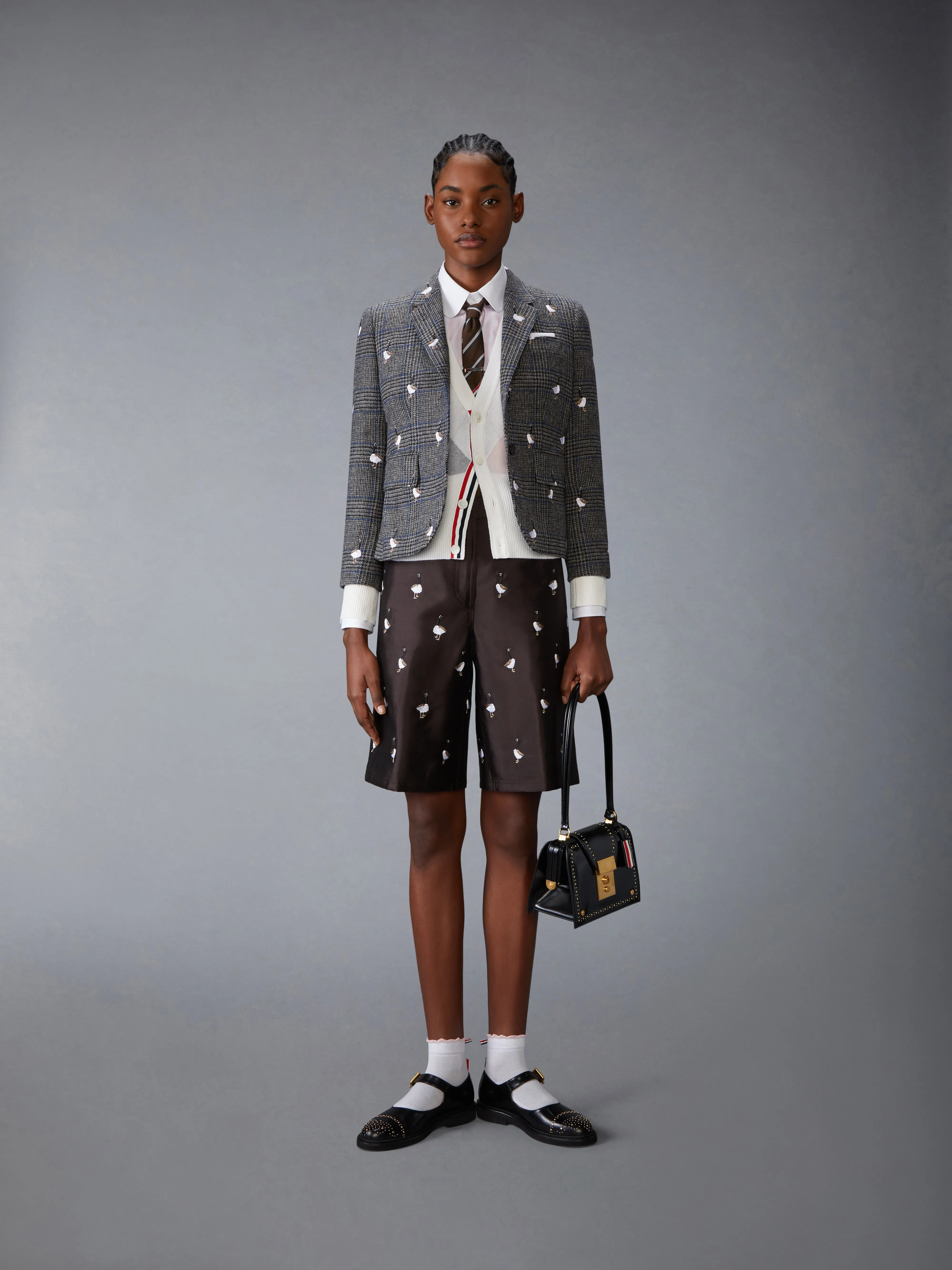 ARGYLE INTARSIA CASHMERE V NECK CARDIGAN sold by Thom Browne product image thumbnail 3