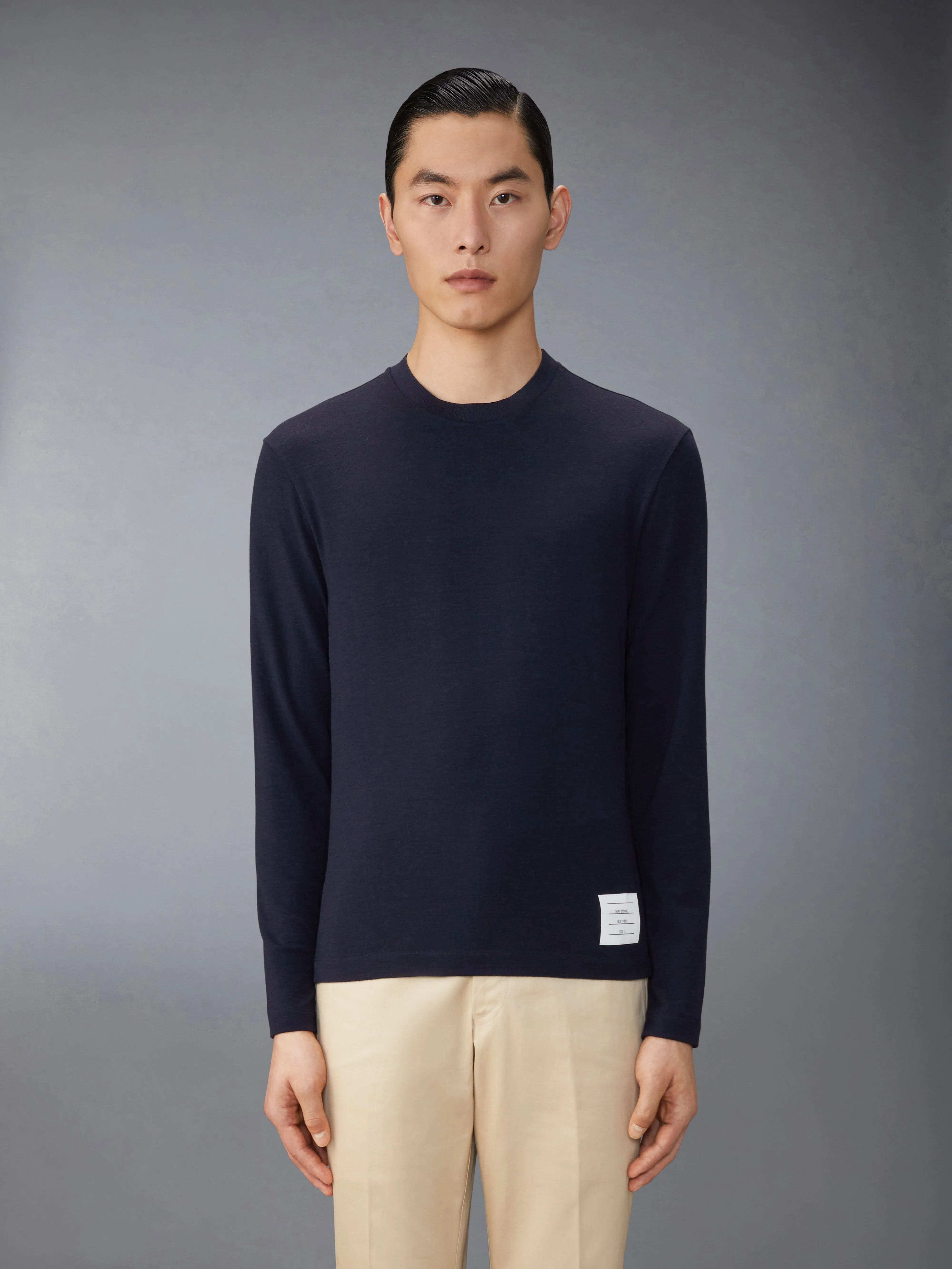 Wool Jersey 4-Bar Long Sleeve Tee sold by Thom Browne