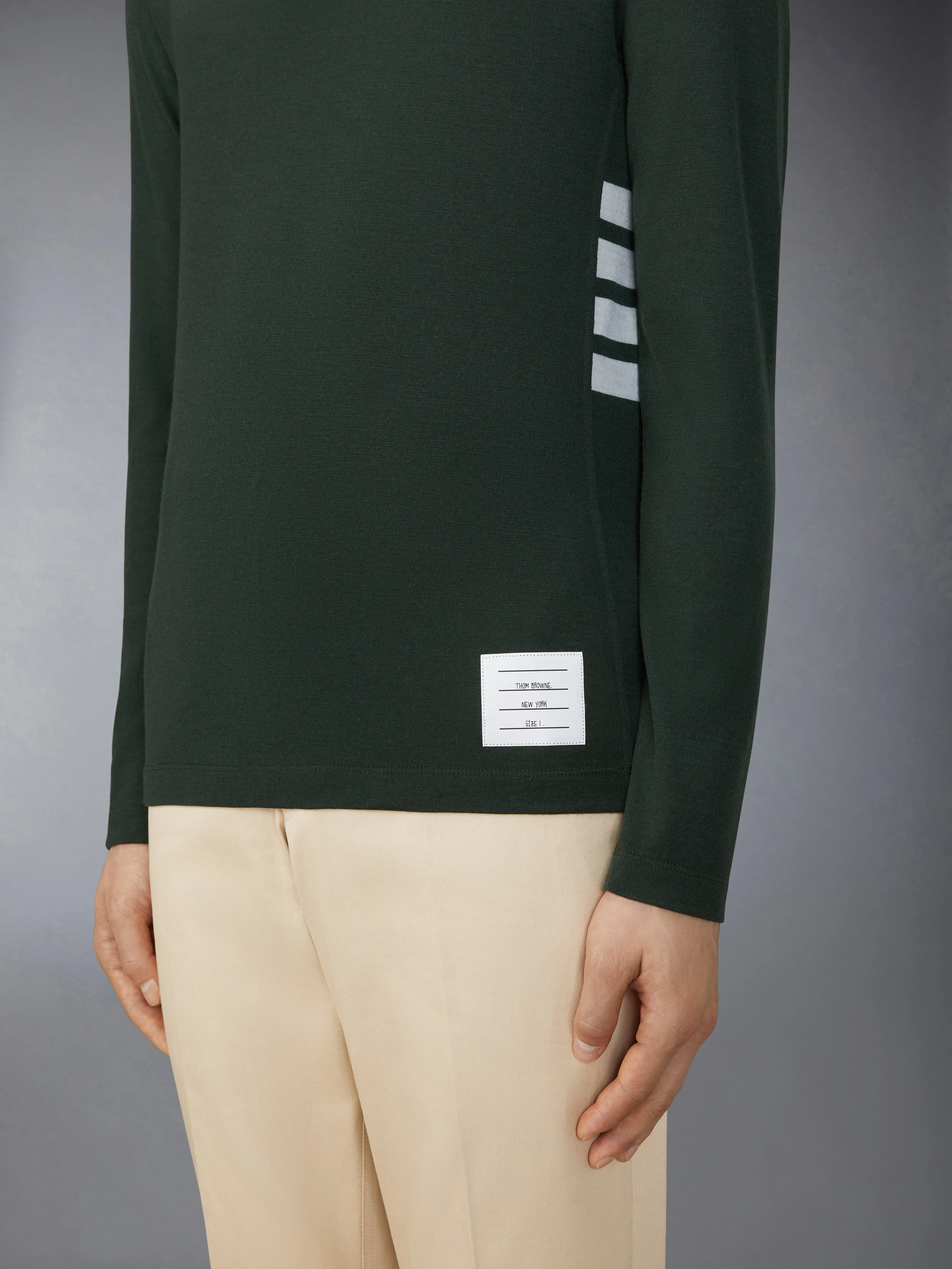 Wool Jersey 4-Bar Long Sleeve Tee sold by Thom Browne product image thumbnail 4