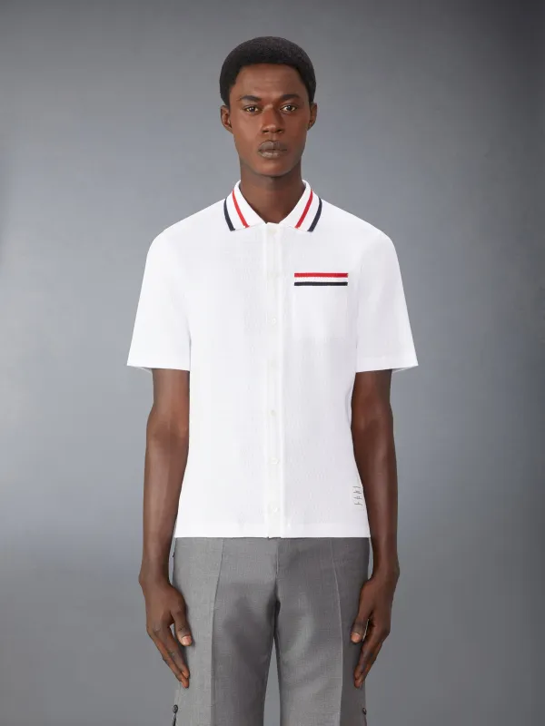 POINTELLE COTTON SHORT SLEEVE SHIRT sold by Thom Browne