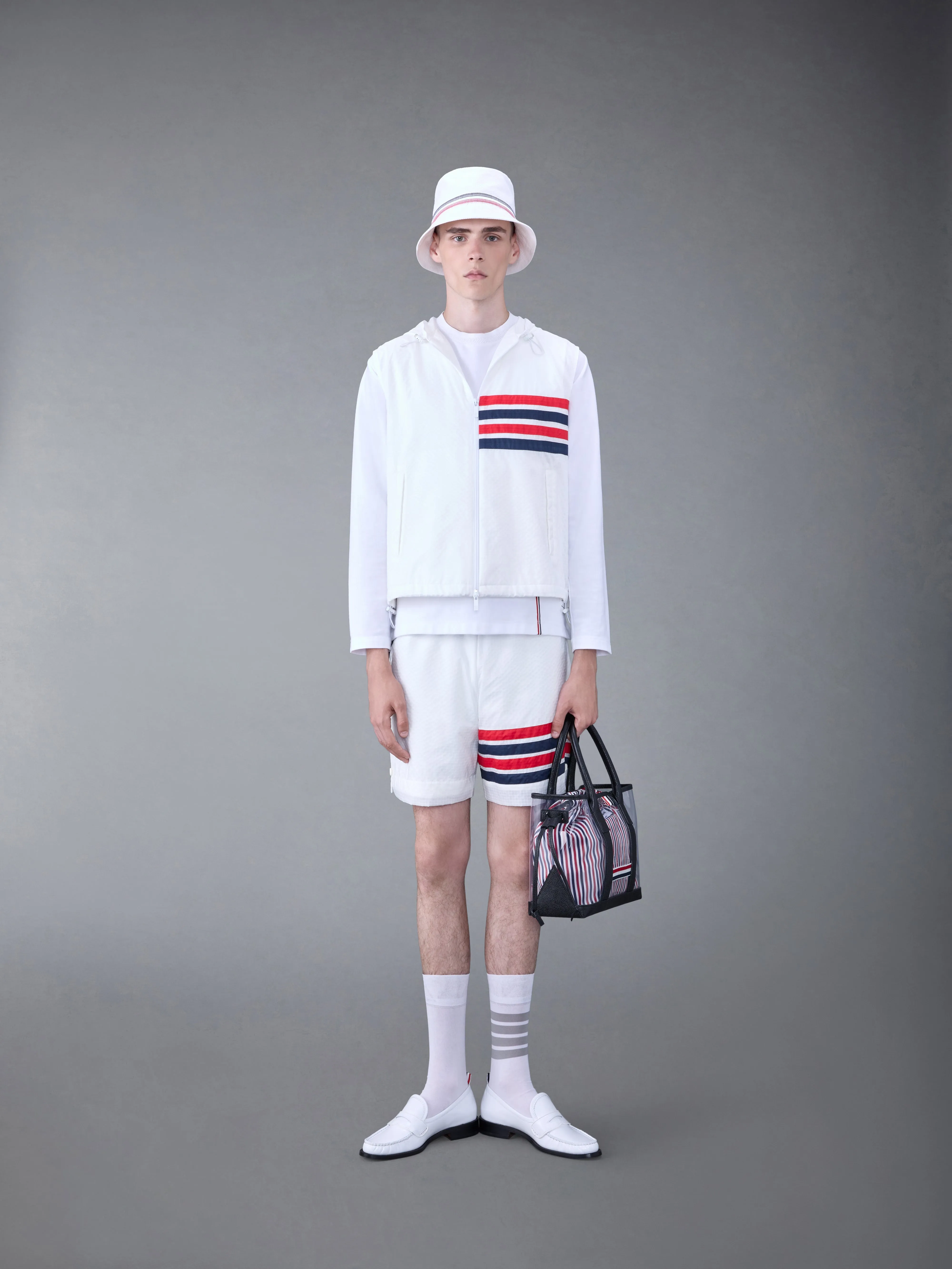 OVERSIZED RWB STRIPE LONG SLEEVE TEE sold by Thom Browne product image thumbnail 4