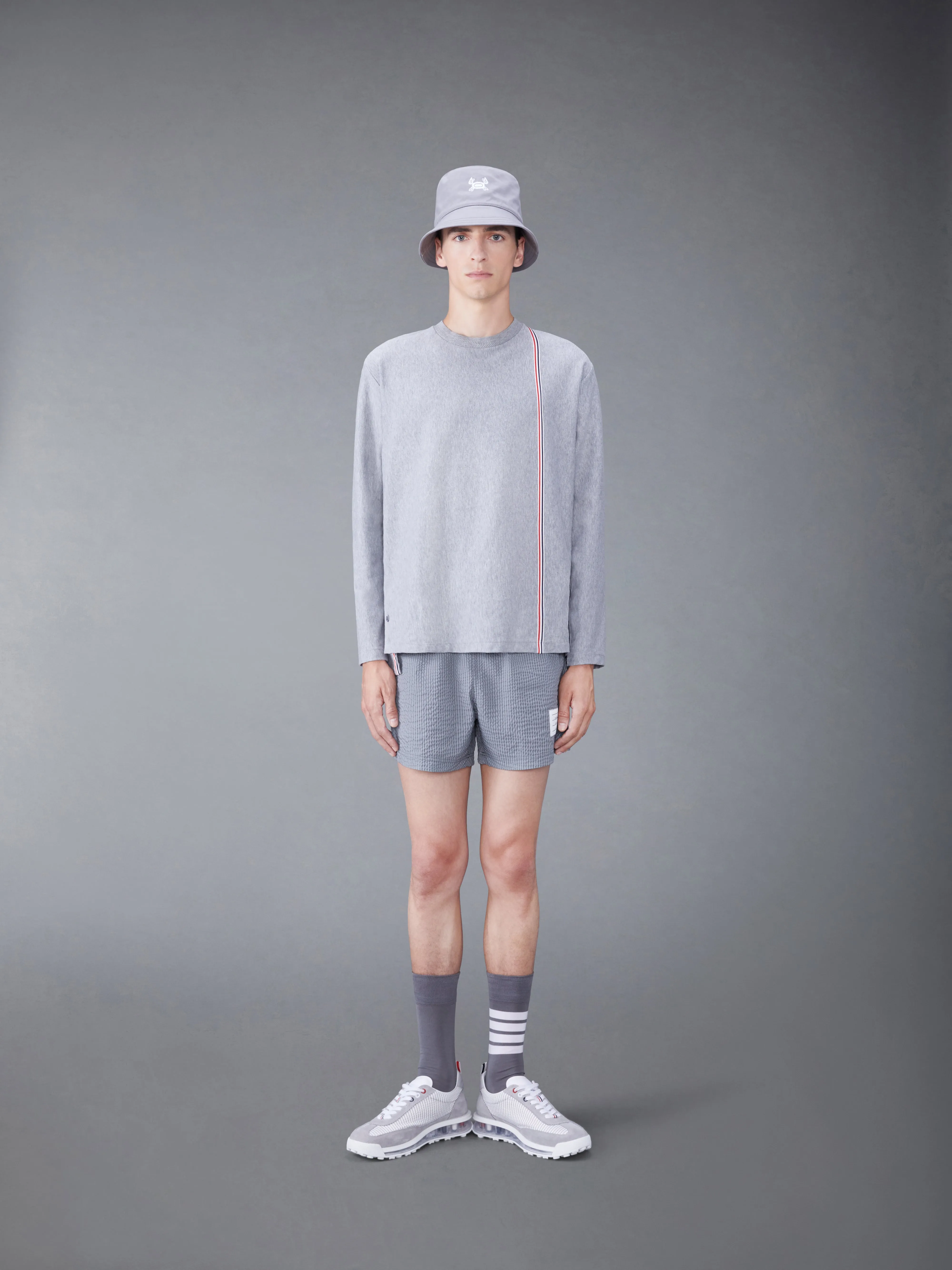 OVERSIZED RWB STRIPE LONG SLEEVE TEE sold by Thom Browne product image thumbnail 3