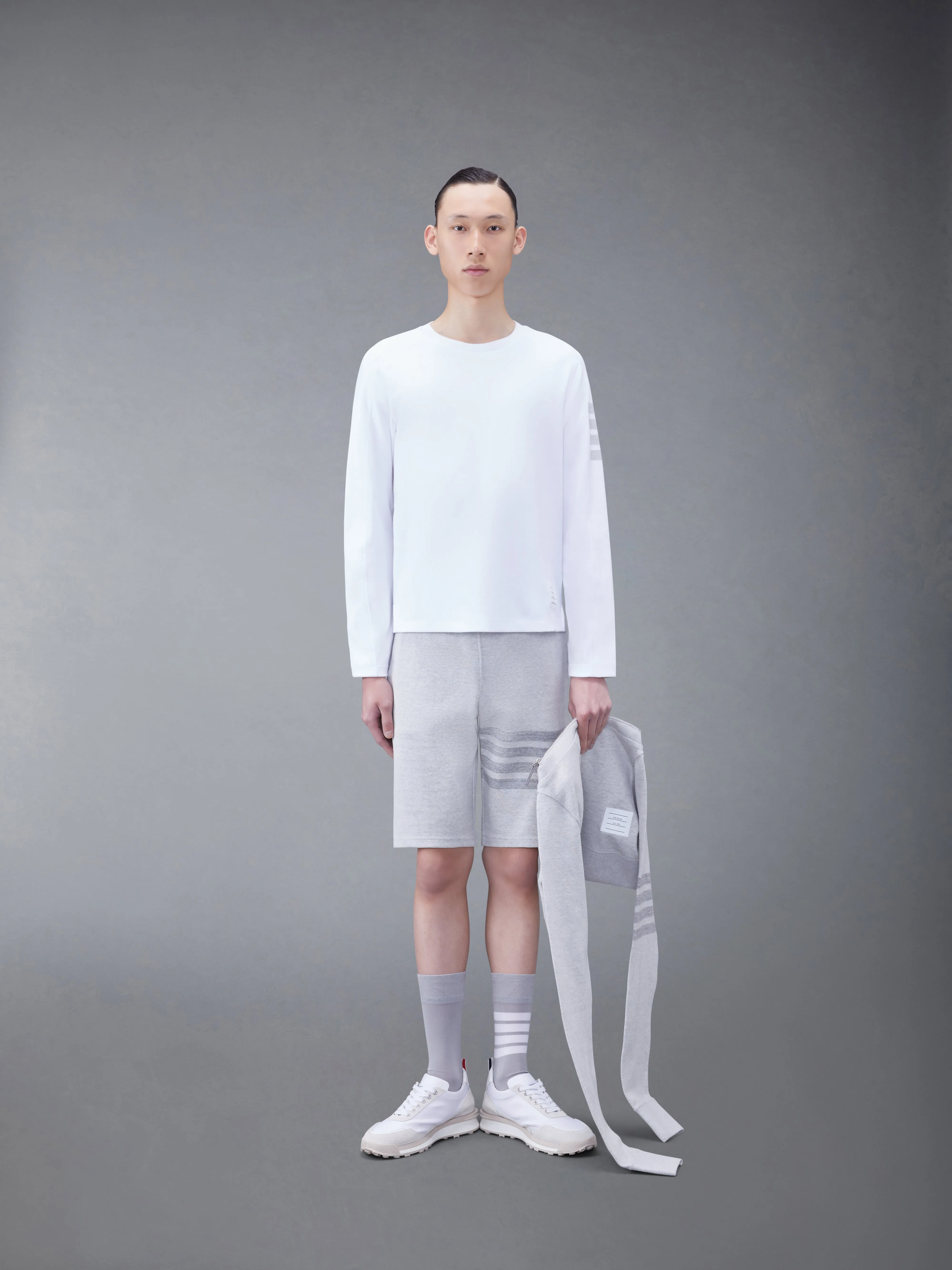 MILANO COTTON 4-BAR LONG SLEEVE TEE sold by Thom Browne product image thumbnail 3