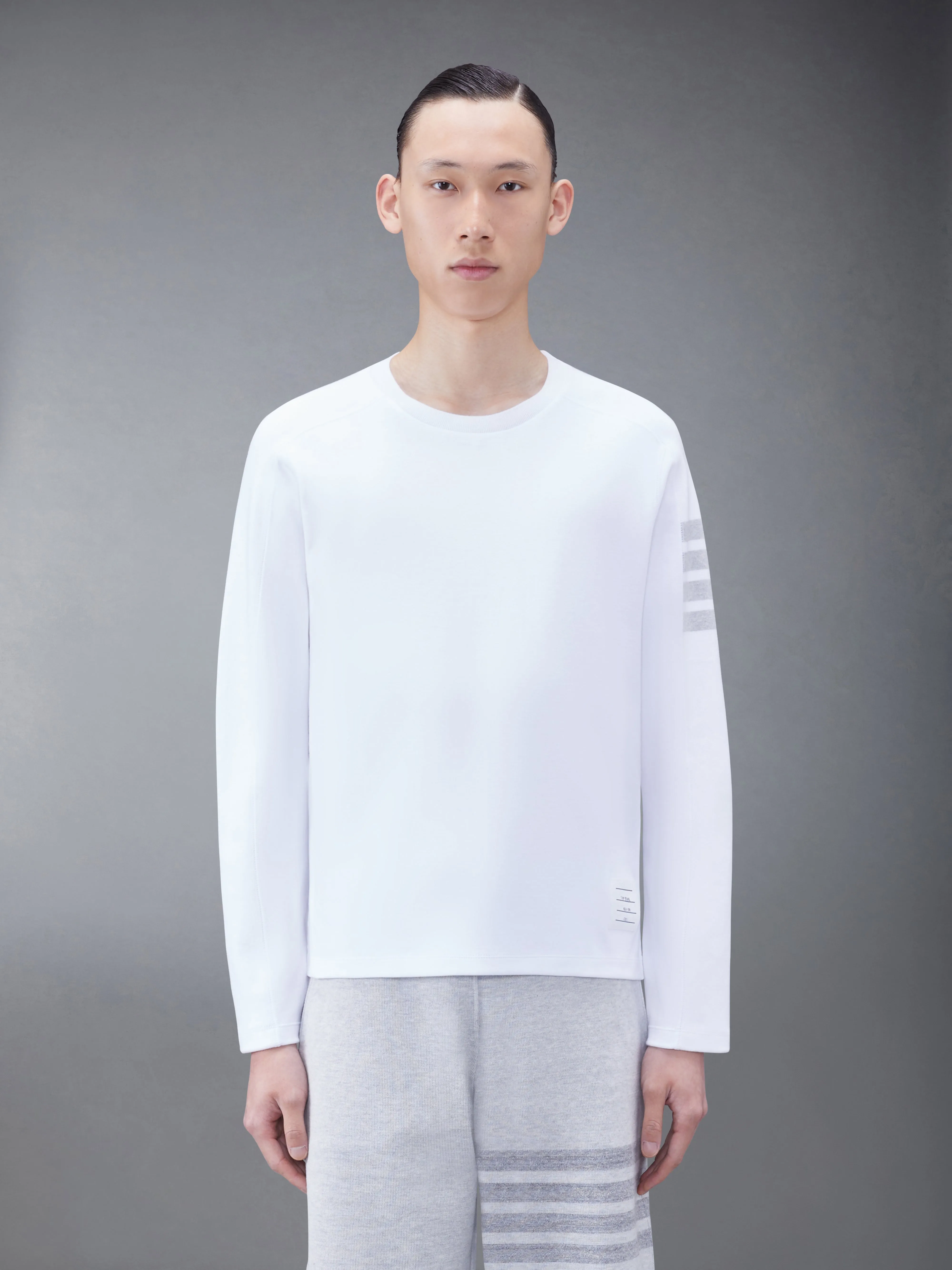 MILANO COTTON 4-BAR LONG SLEEVE TEE sold by Thom Browne