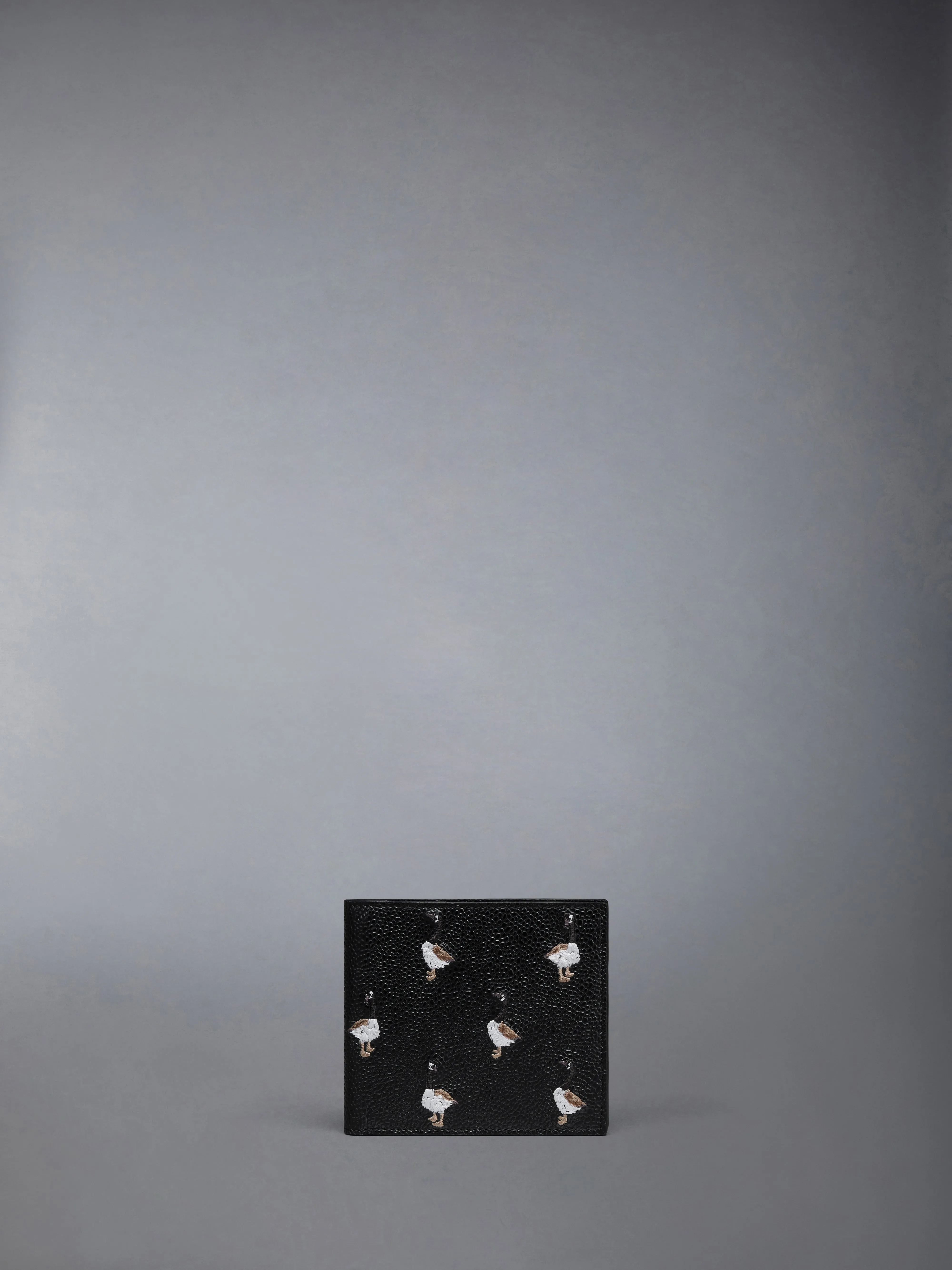 PEBBLE GRAIN GOOSE EMBROIDERY BILFOLD sold by Thom Browne