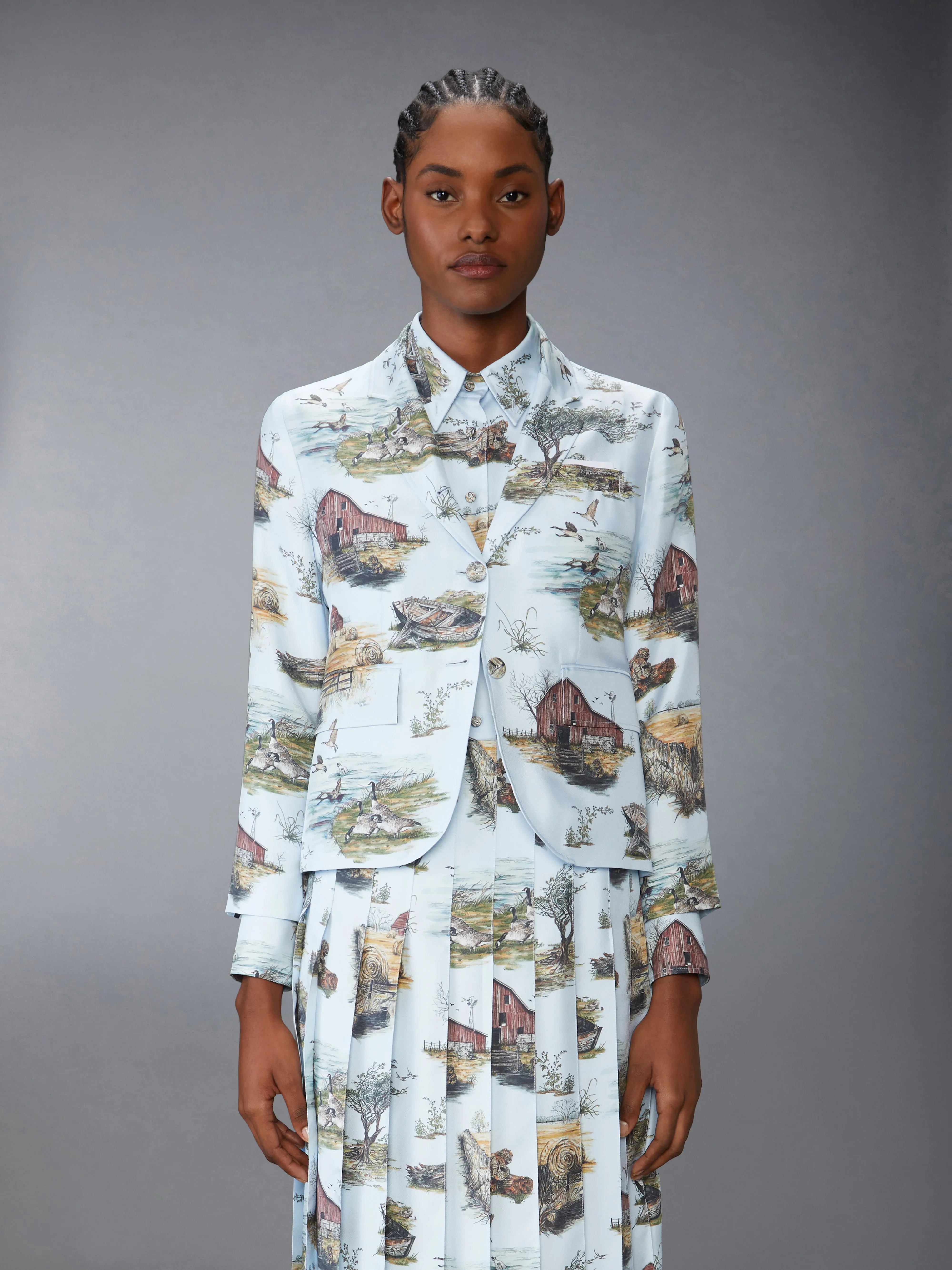 SCENIC TOILE SILK TWILL HIGH ARMHOLE SPORTCOAT sold by Thom Browne