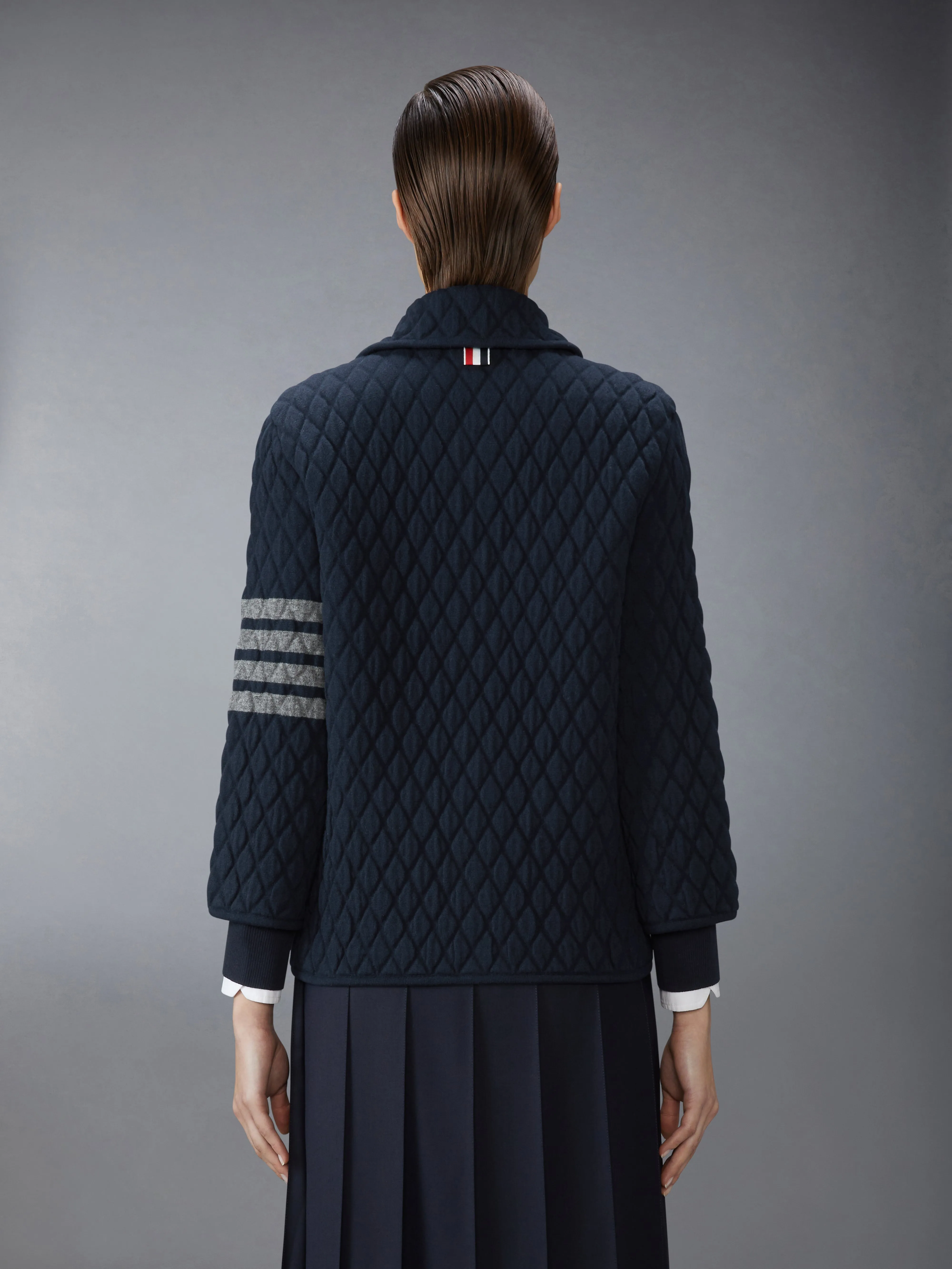 QUILTED KNIT JACQUARD MERINO WOOL 4-BAR WORK JACKET sold by Thom Browne product image thumbnail 2