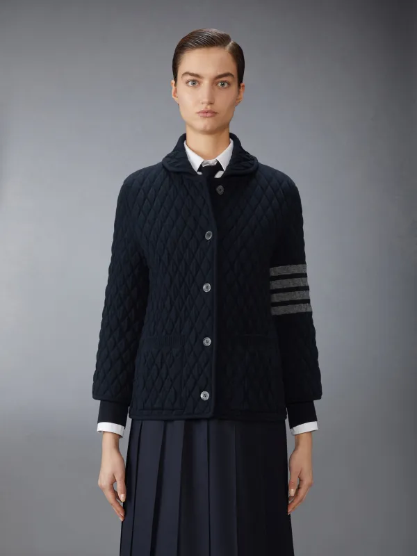 QUILTED KNIT JACQUARD MERINO WOOL 4-BAR WORK JACKET sold by Thom Browne