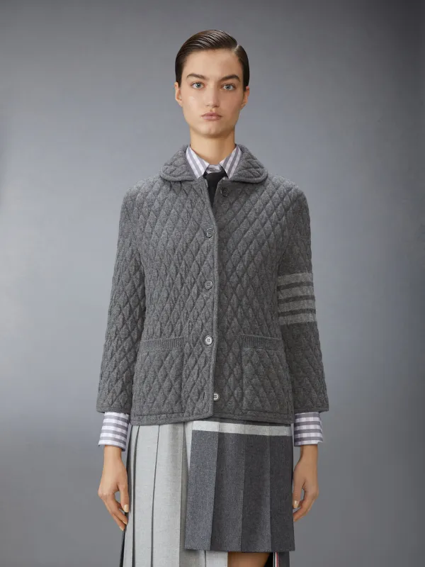 QUILTED KNIT JACQUARD MERINO WOOL 4-BAR WORK JACKET sold by Thom Browne