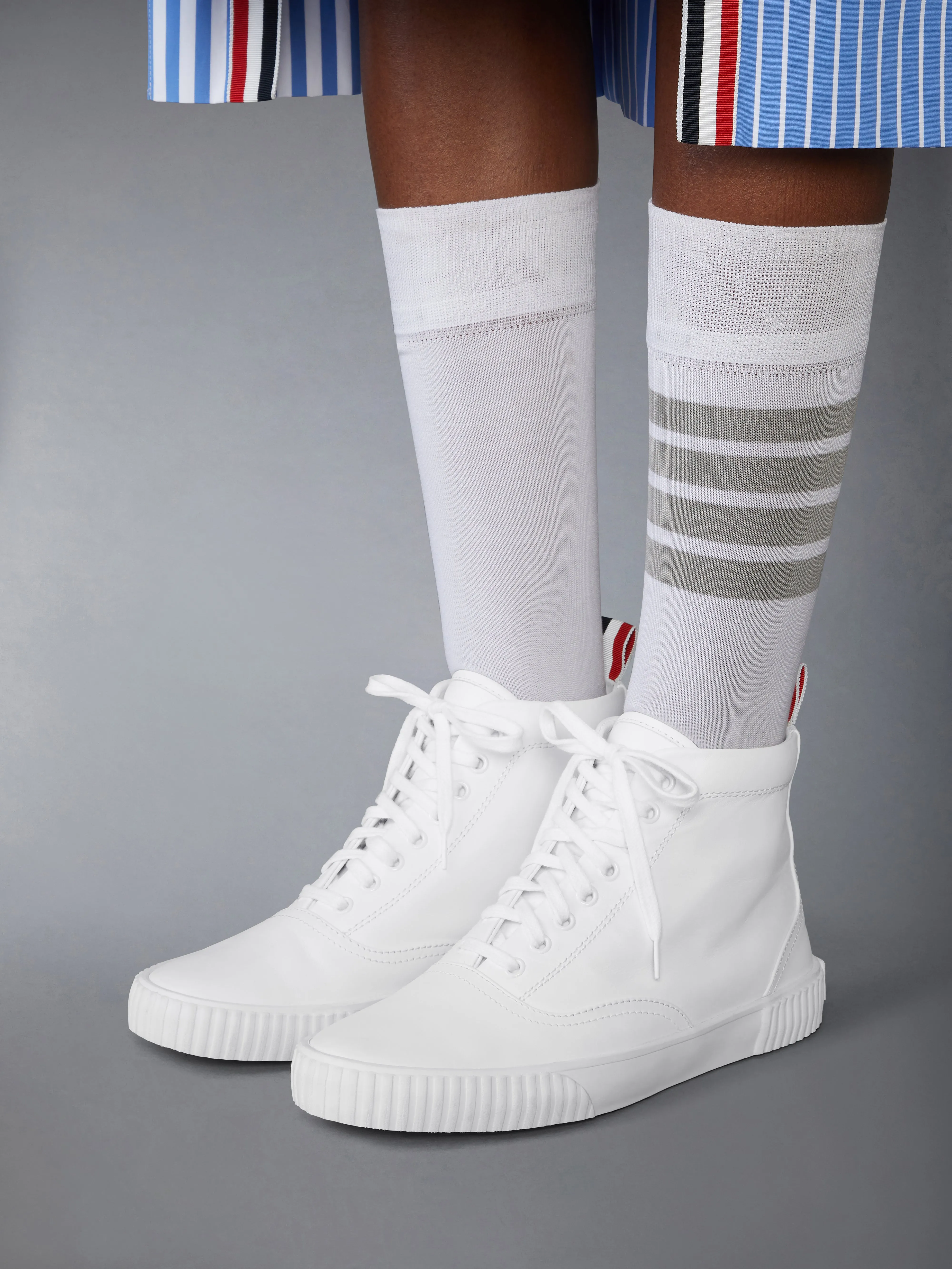 VITELLO CALF LEATHER HIGH TOP HERITAGE SNEAKERS sold by Thom Browne product image thumbnail 4