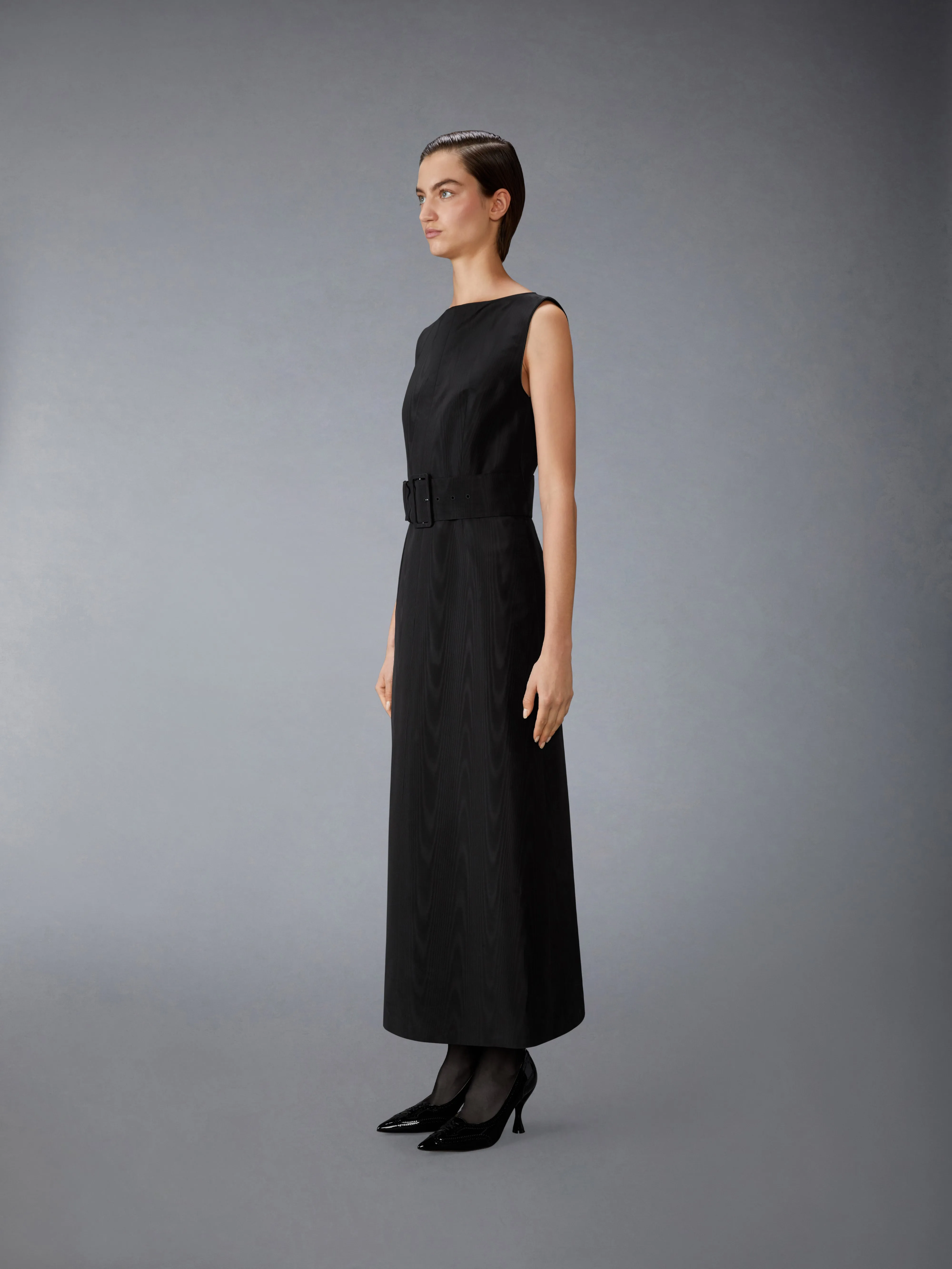SILK MOIRE BOAT NECK COLUMN DRESS sold by Thom Browne product image thumbnail 2