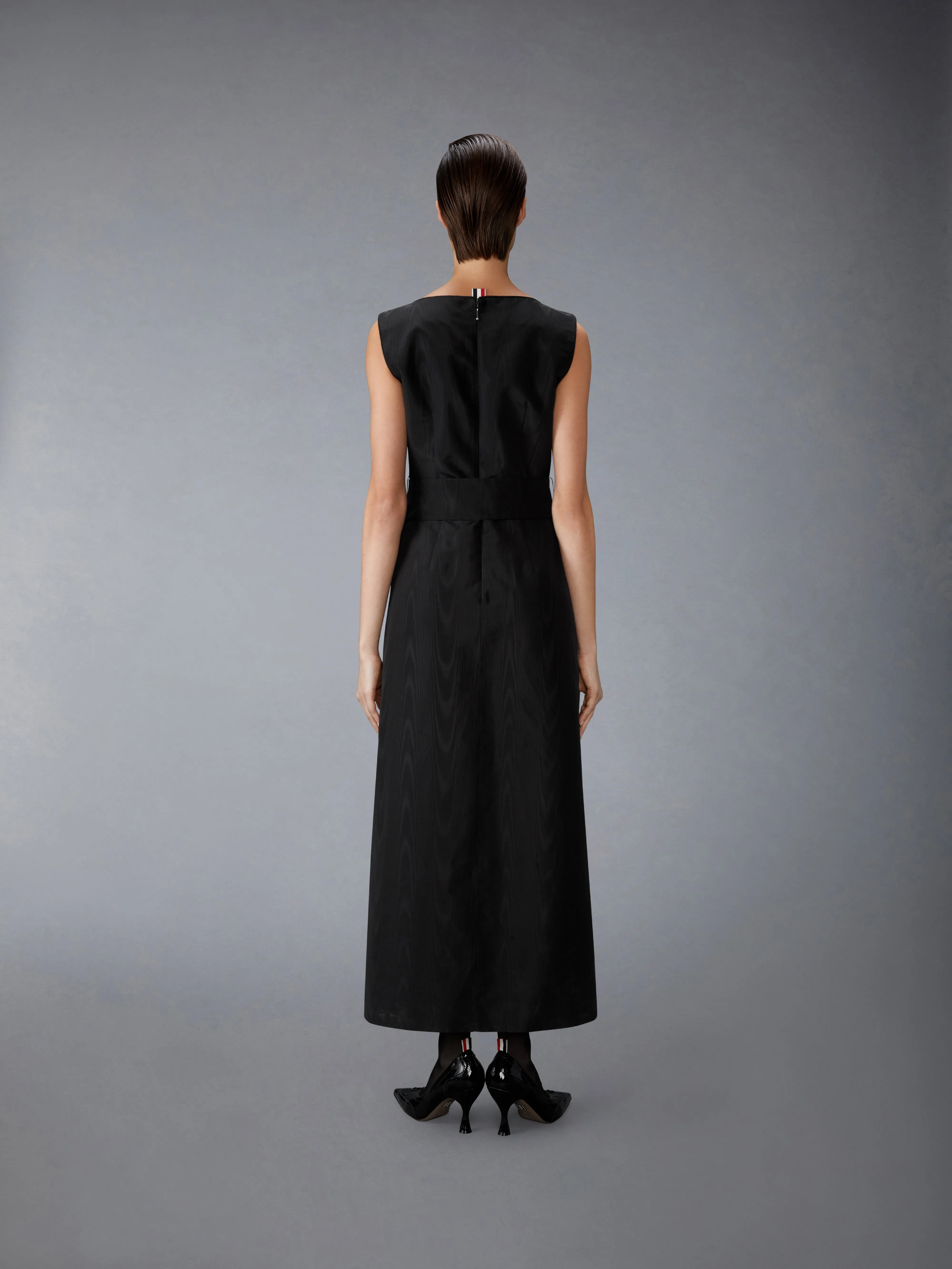SILK MOIRE BOAT NECK COLUMN DRESS sold by Thom Browne product image thumbnail 3
