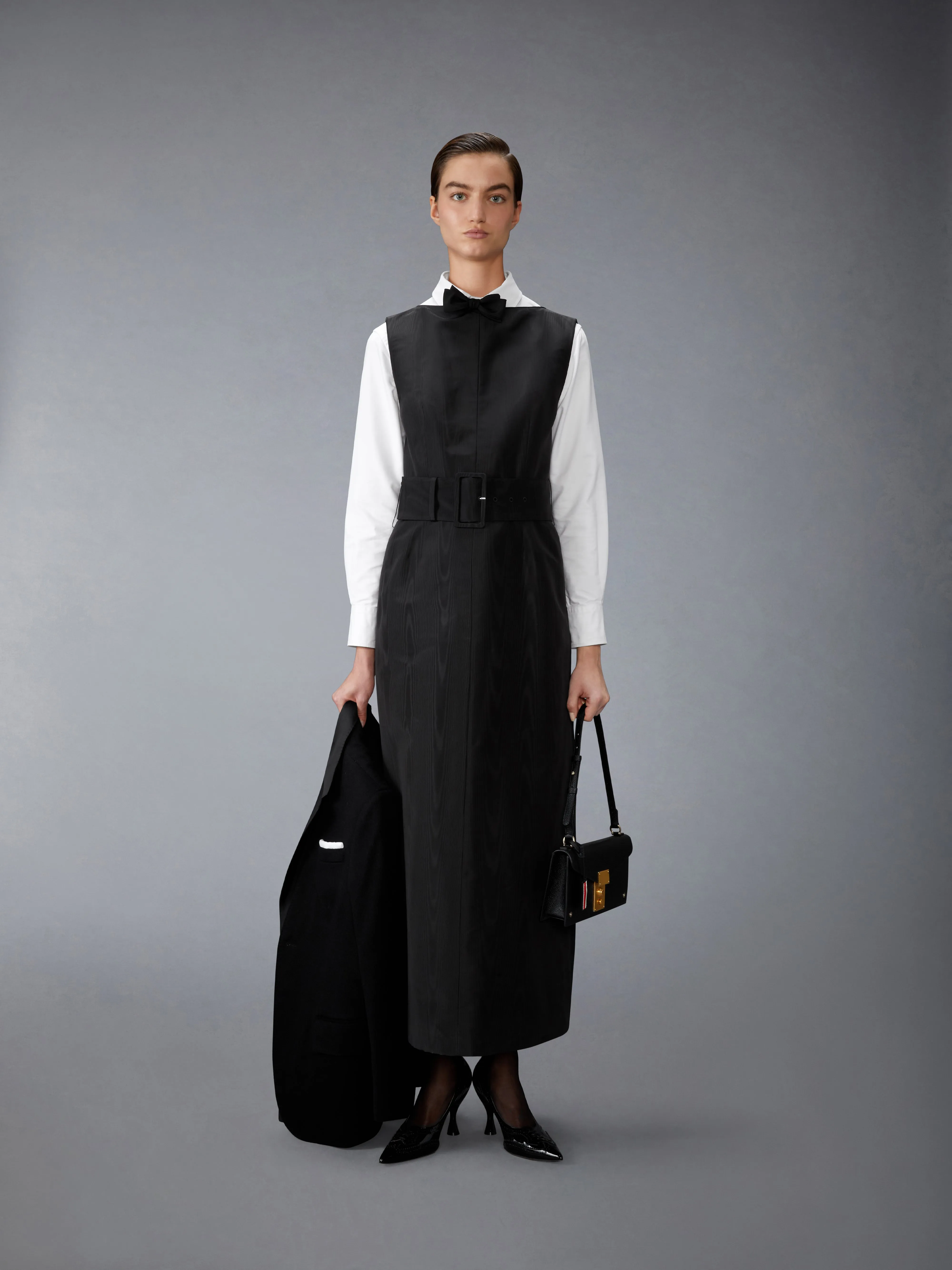 SILK MOIRE BOAT NECK COLUMN DRESS sold by Thom Browne product image thumbnail 4