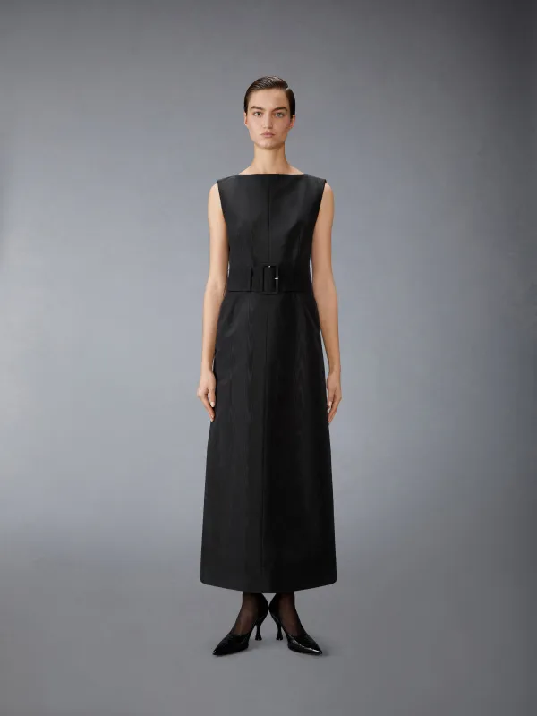 SILK MOIRE BOAT NECK COLUMN DRESS made by Thom Browne