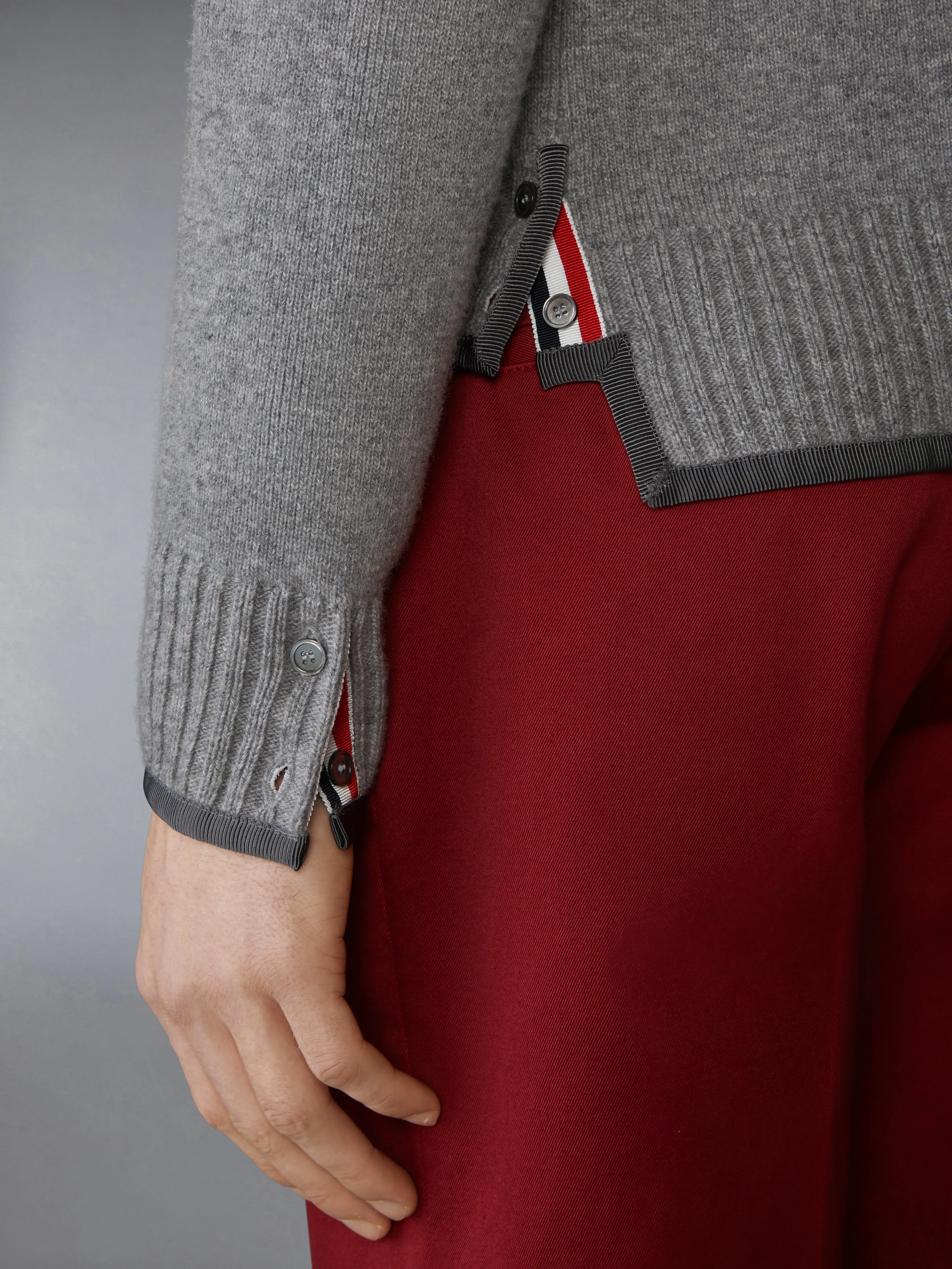 MILANO STITCH MERINO WOOL 4-BAR V NECK CARDIGAN sold by Thom Browne product image thumbnail 4