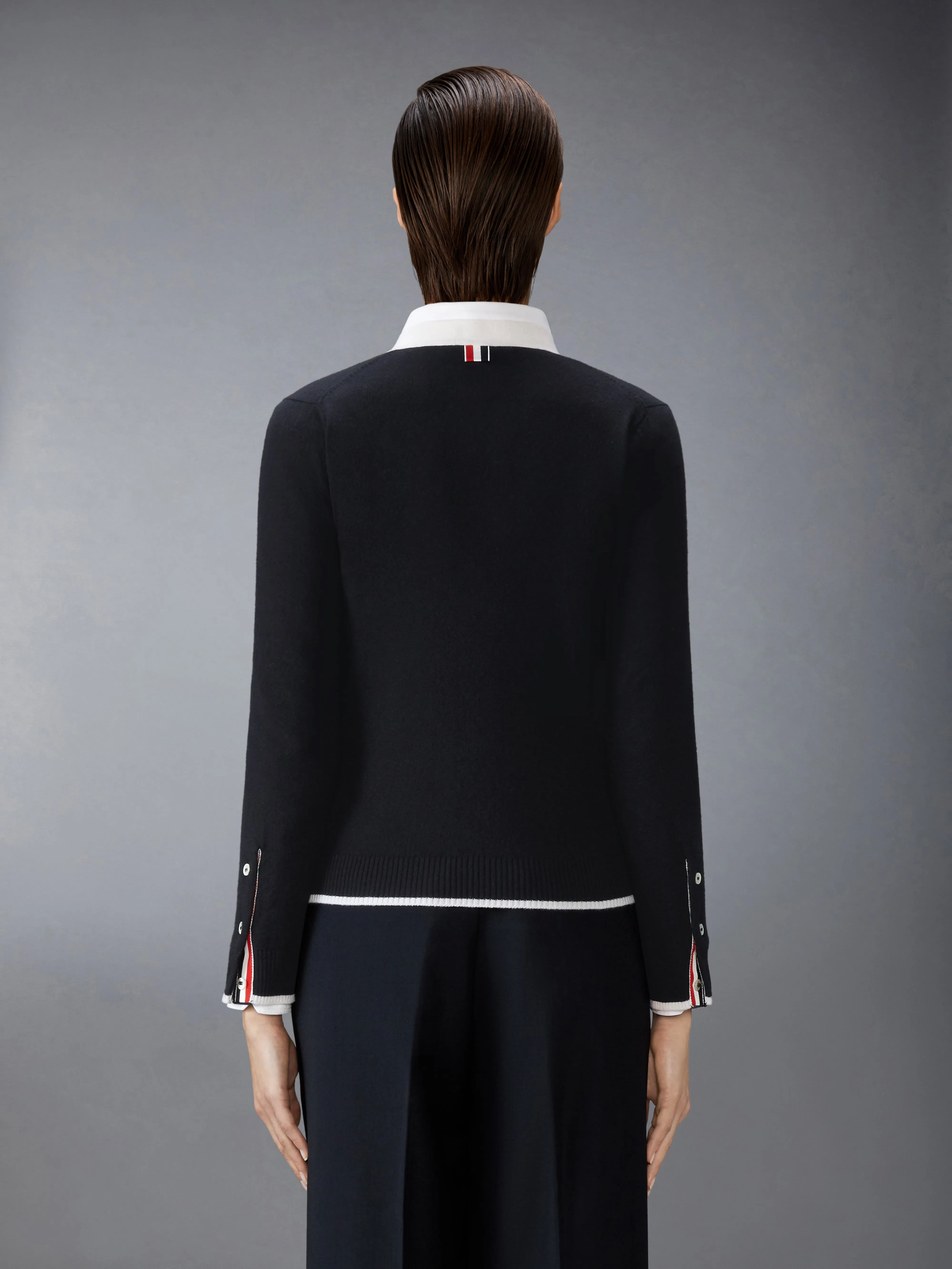 JERSEY STITCH CASHMERE V NECK CARDIGAN sold by Thom Browne product image thumbnail 2