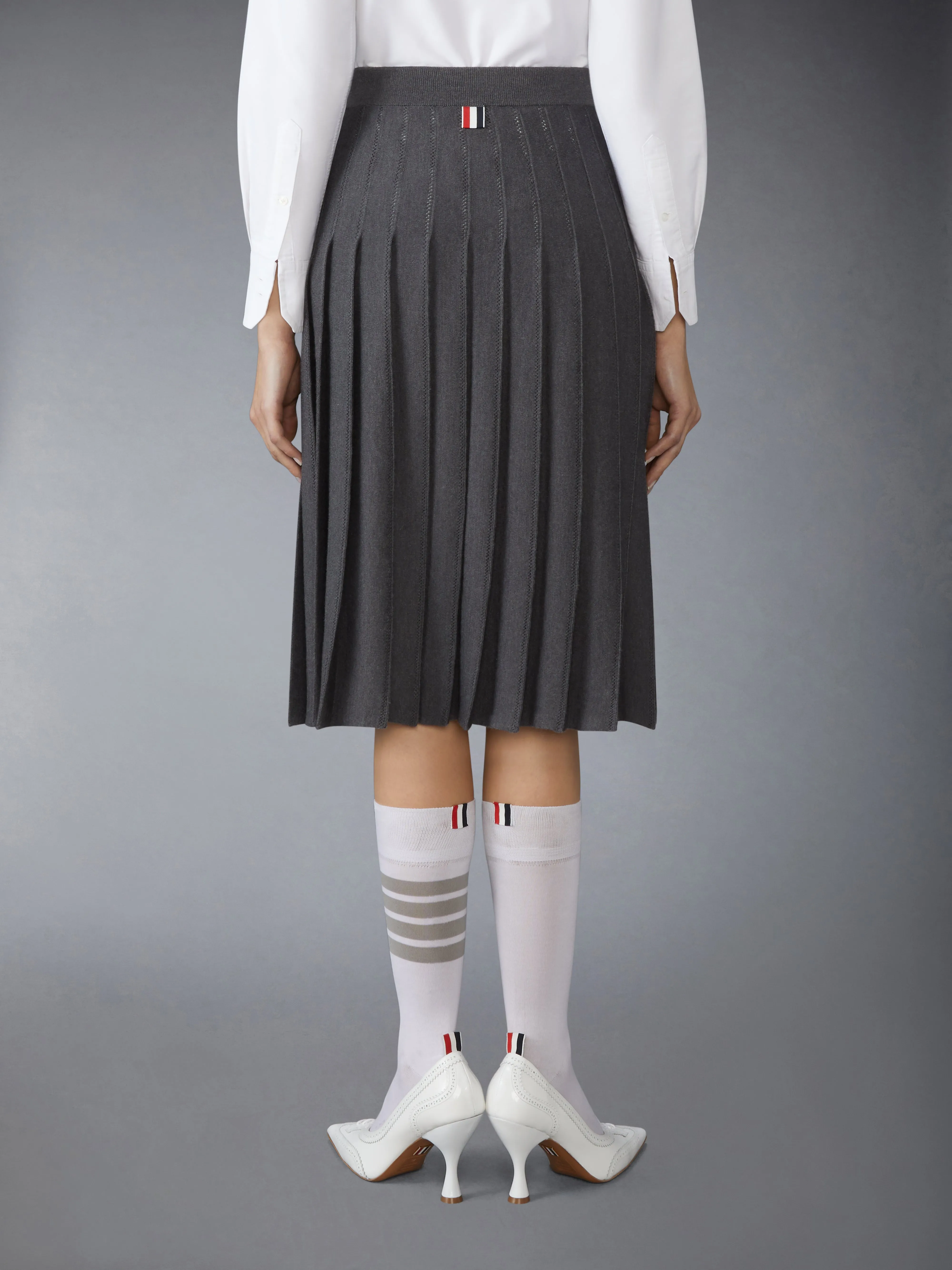 WOOL SILK POINTELLE PLEATED SKIRT sold by Thom Browne product image thumbnail 3
