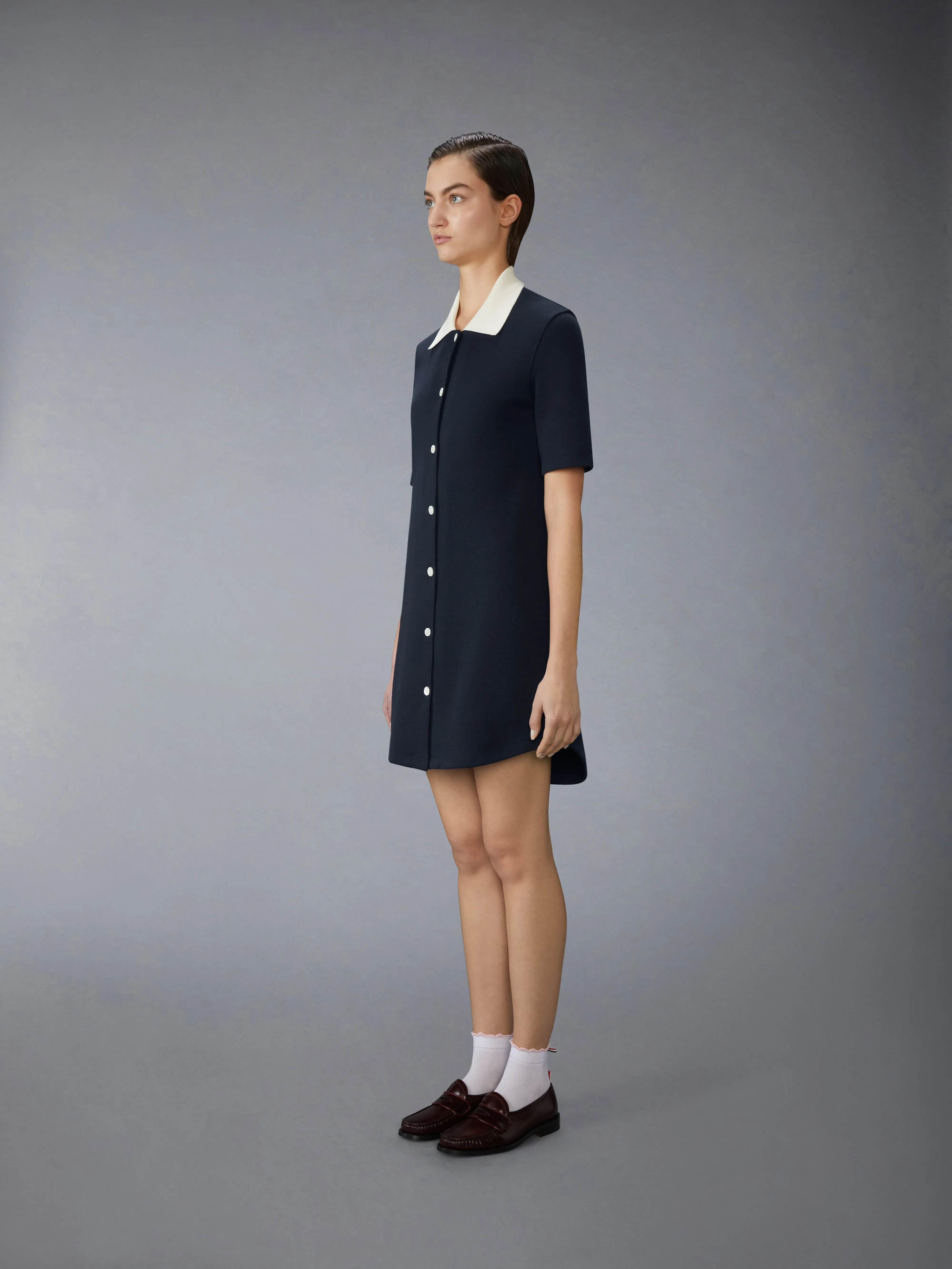 SOLID DOUBLE FACE KNIT POLO DRESS sold by Thom Browne product image thumbnail 2