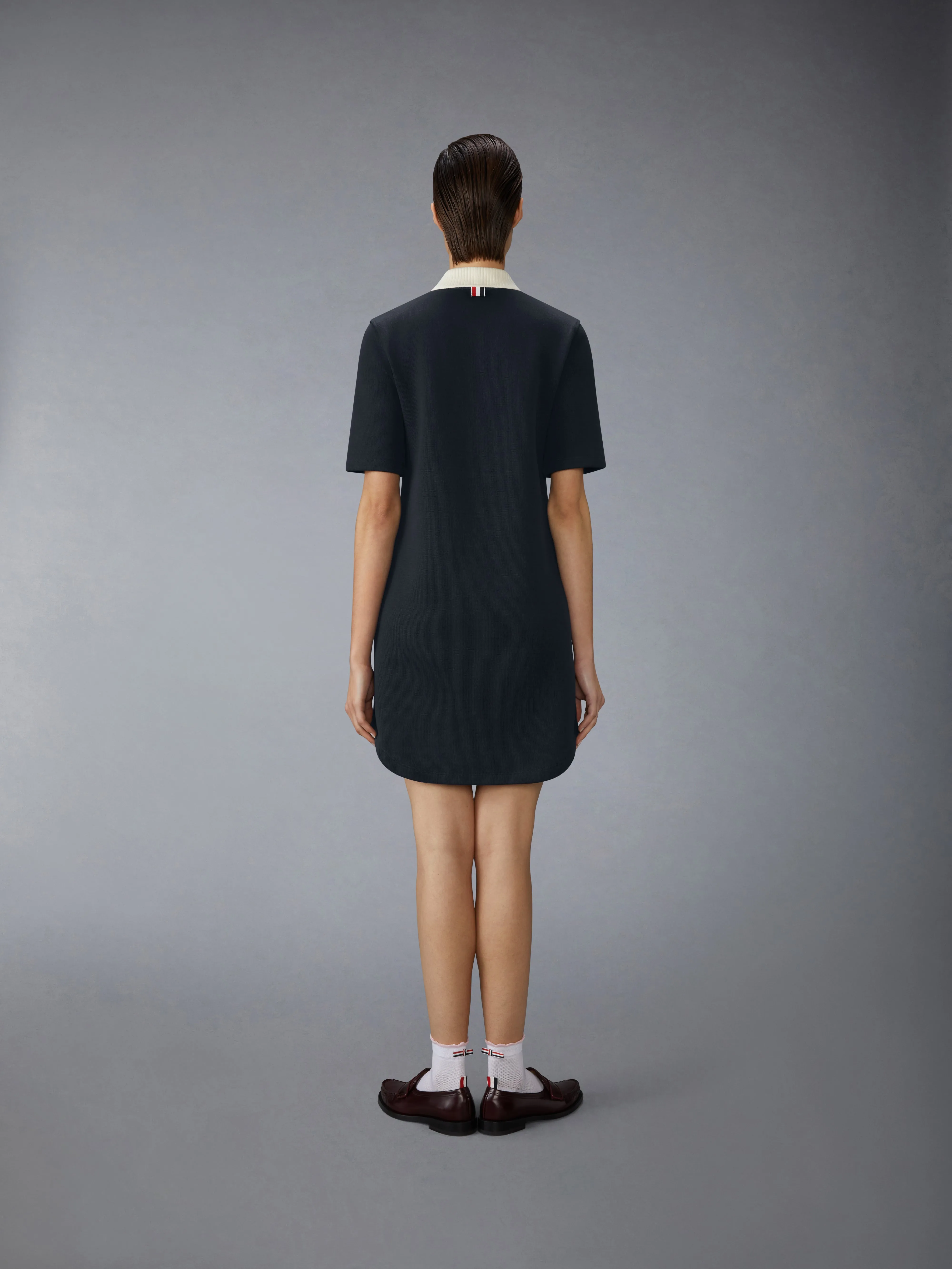 SOLID DOUBLE FACE KNIT POLO DRESS sold by Thom Browne product image thumbnail 3