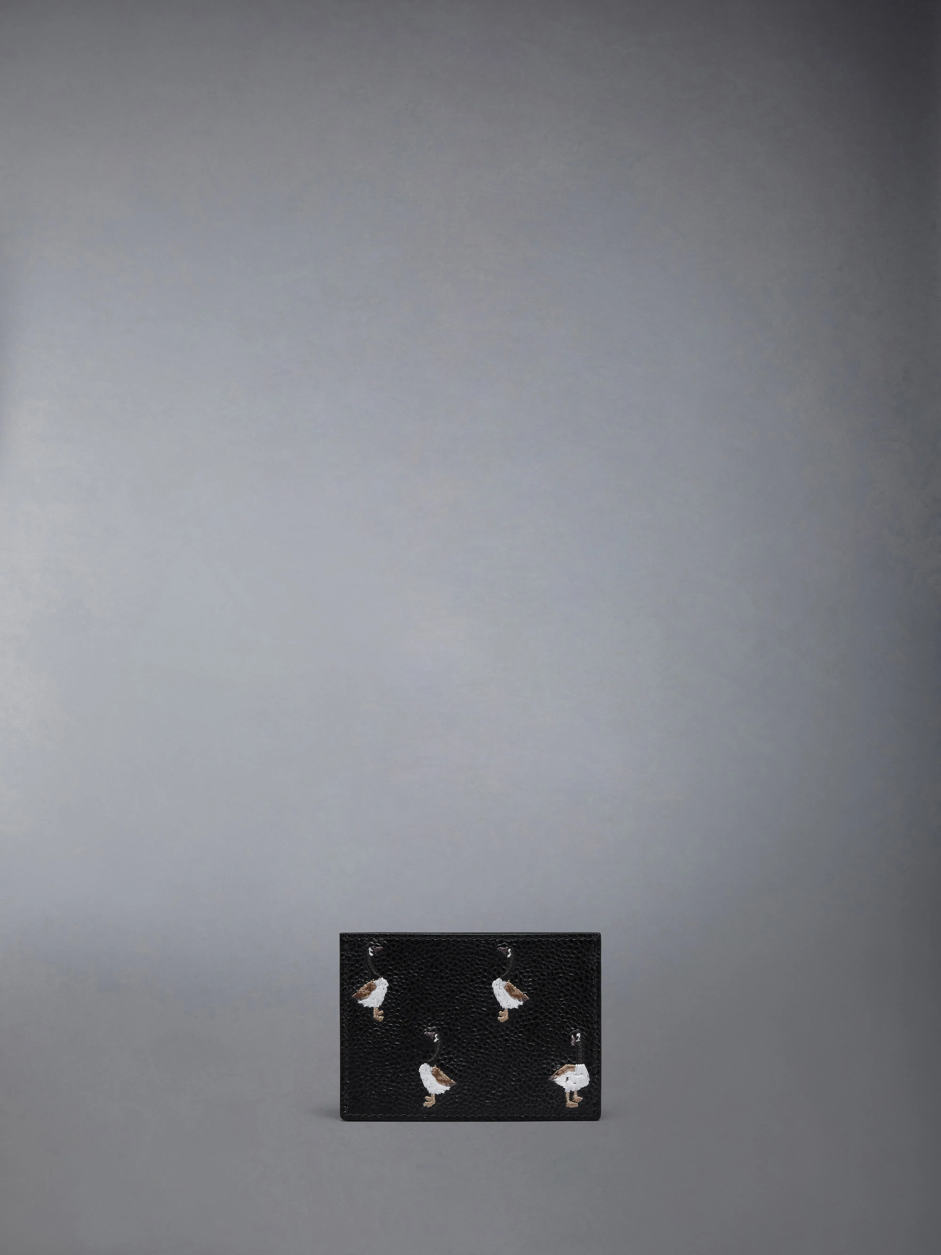 PEBBLE GRAIN GOOSE EMBROIDERY SINGLE CARD HOLDER sold by Thom Browne product image thumbnail 2