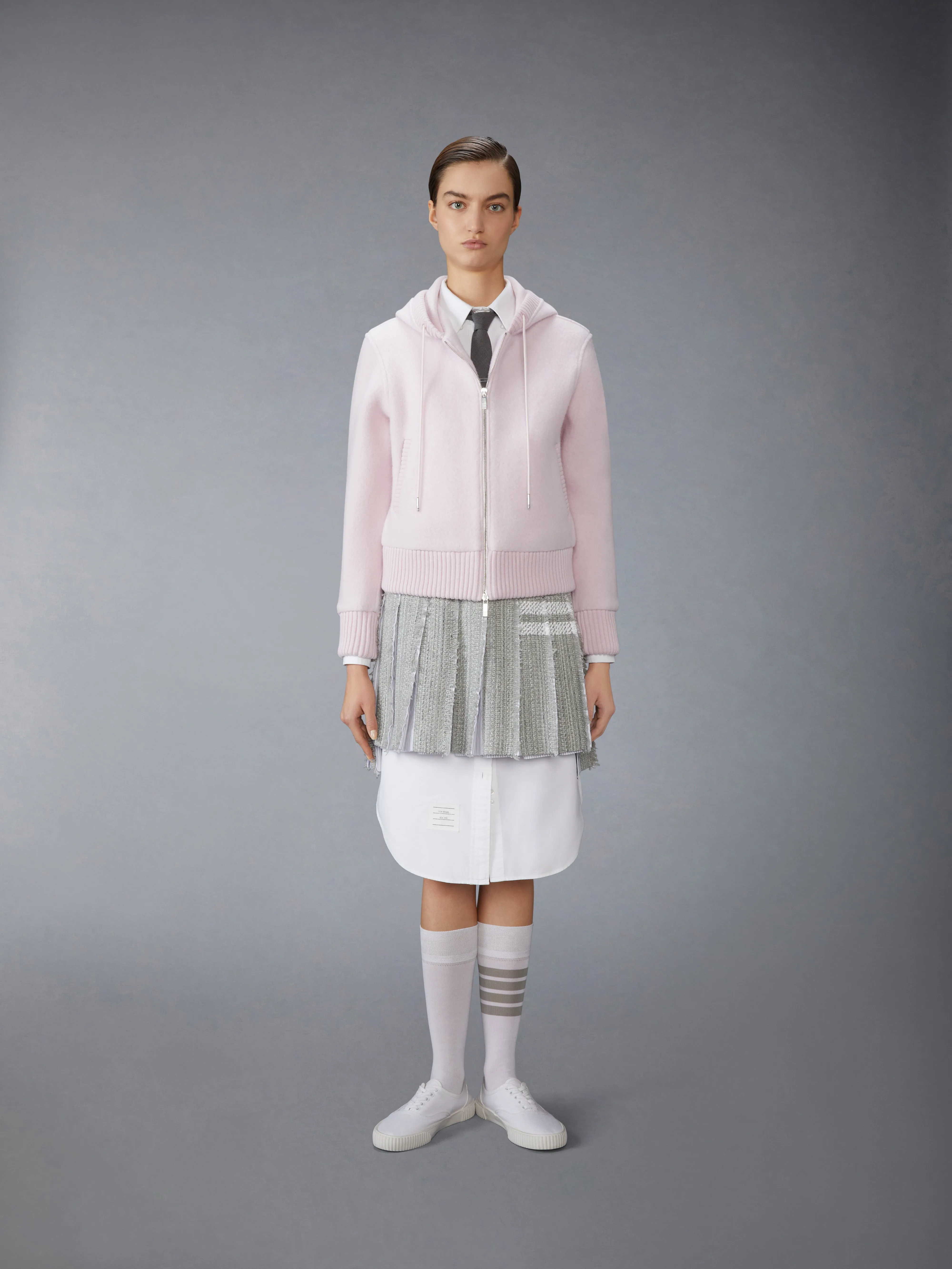 WOOL FLEECE ZIP UP HOODIE sold by Thom Browne product image thumbnail 3