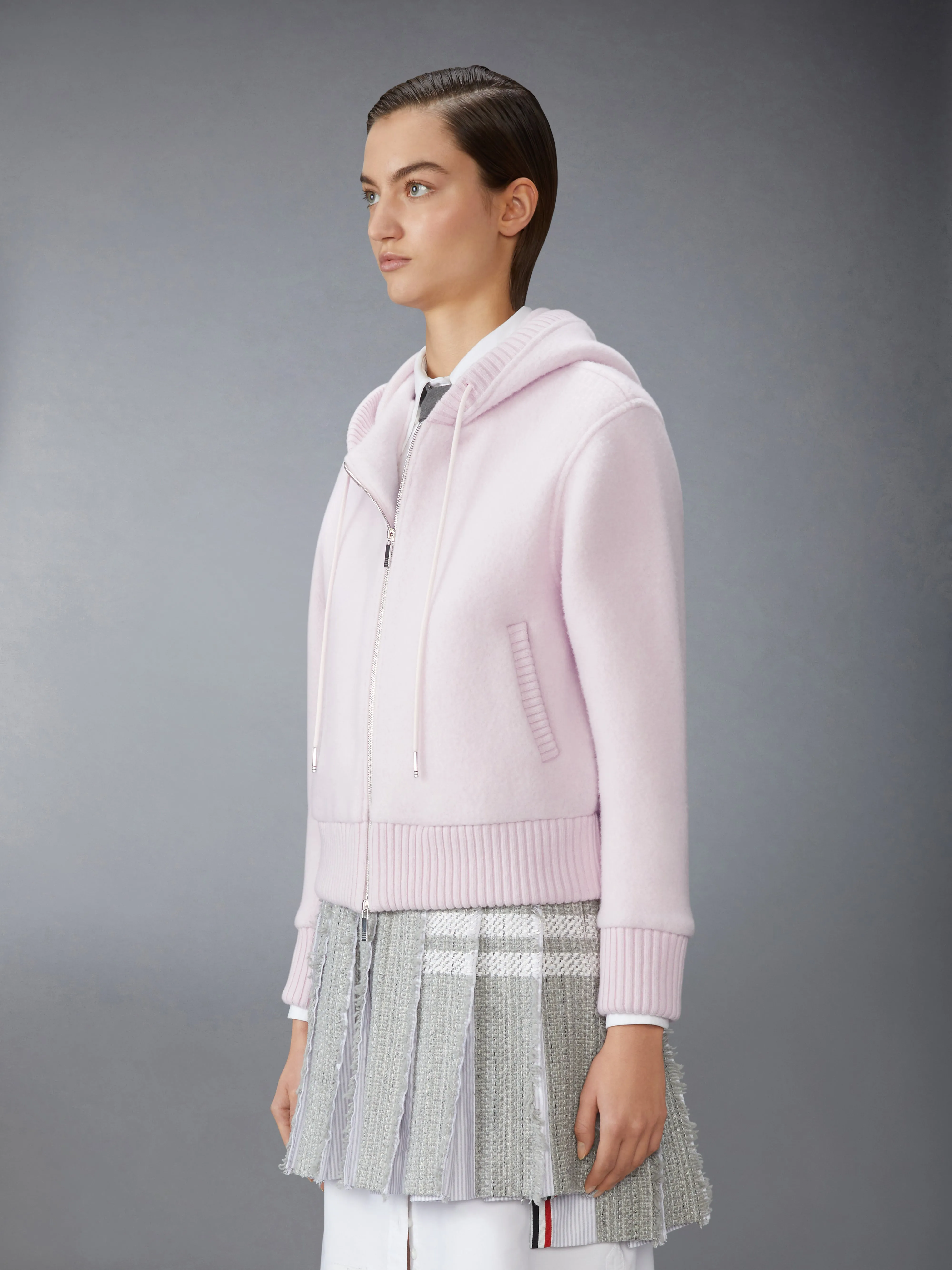 WOOL FLEECE ZIP UP HOODIE sold by Thom Browne product image thumbnail 4