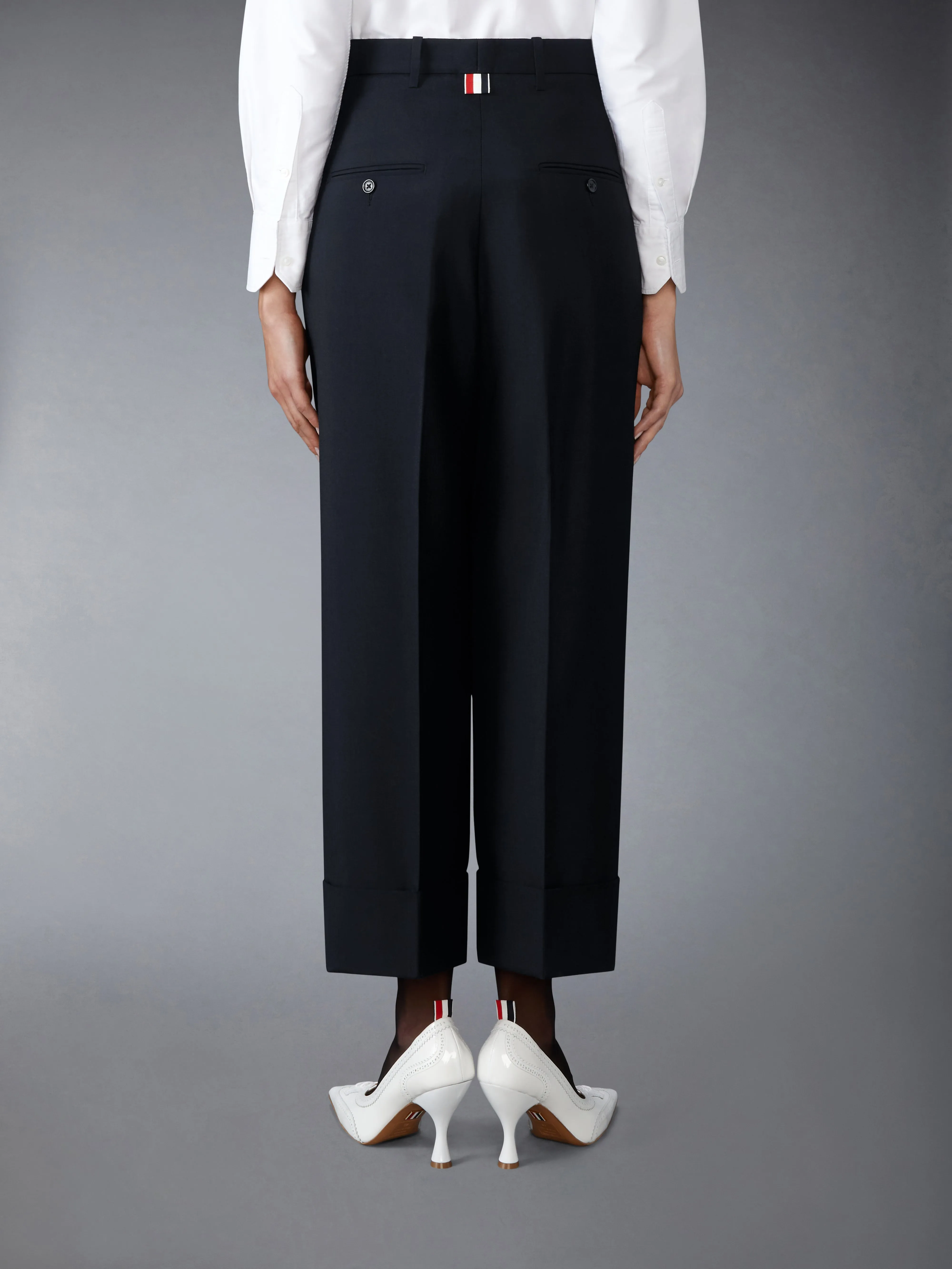 SCHOOL UNIFORM PLAIN WEAVE DOUBLE PLEAT TROUSER sold by Thom Browne product image thumbnail 2