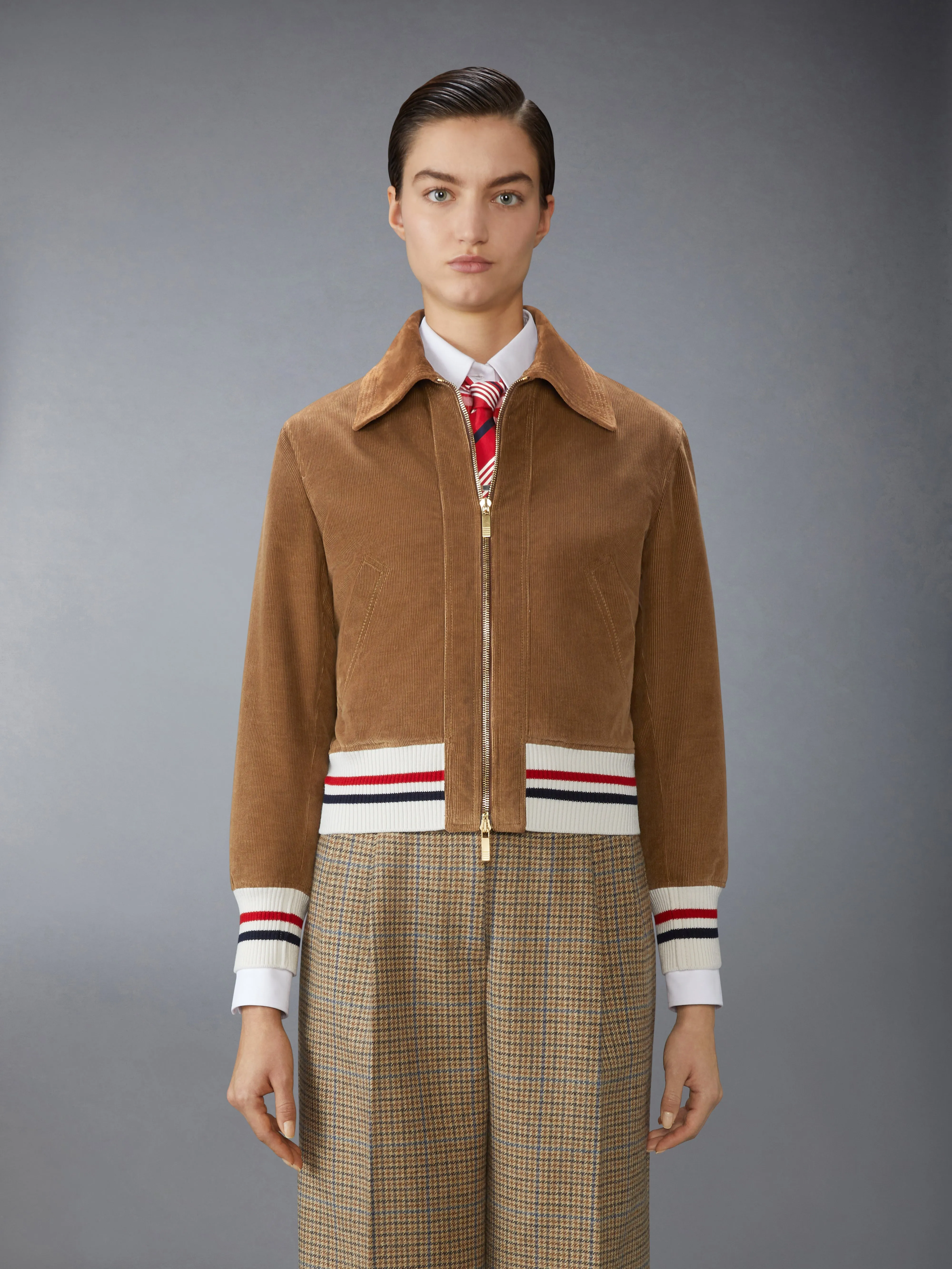 WALE CORDUROY DOWN FILLED CROPPED FLIGHT JACKET sold by Thom Browne