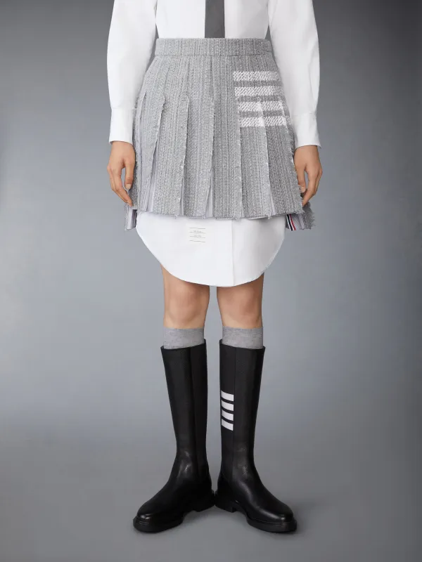SOLID TWEED 4-BAR PLEATED MINI SKIRT sold by Thom Browne
