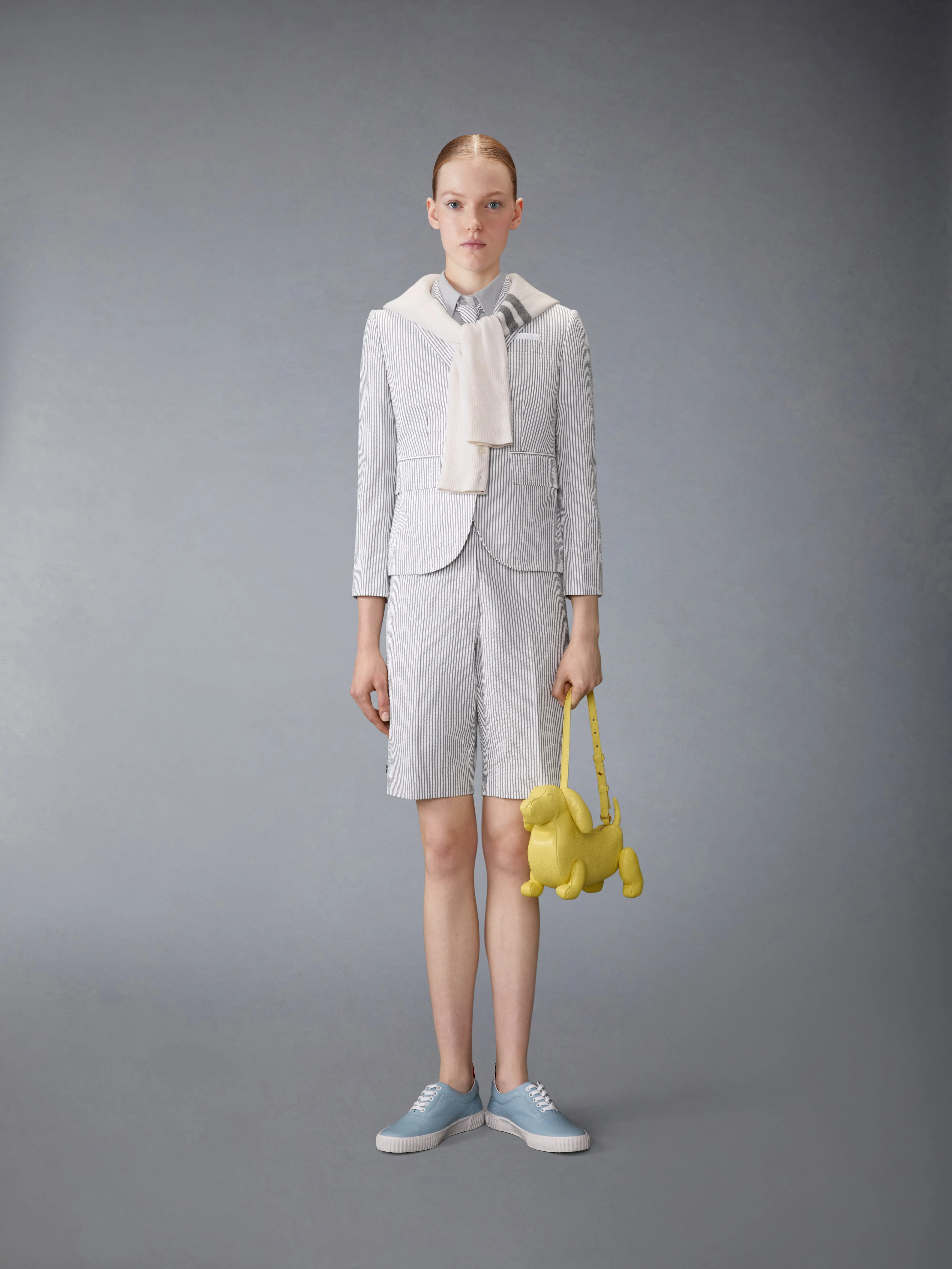 OXFORD ROUND COLLAR SHORT SLEEVE SHIRT sold by Thom Browne product image thumbnail 5