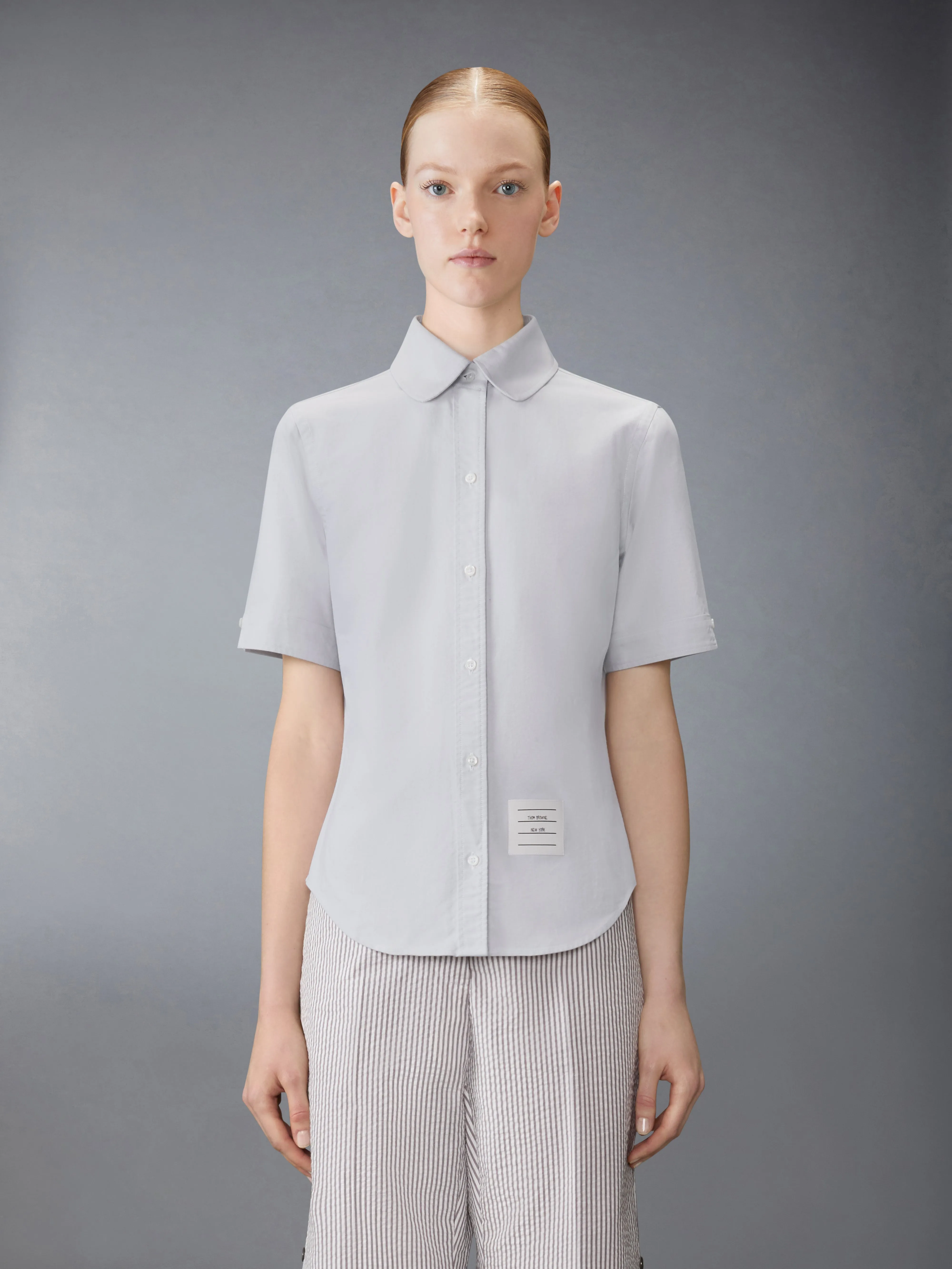 OXFORD ROUND COLLAR SHORT SLEEVE SHIRT sold by Thom Browne product image thumbnail 2