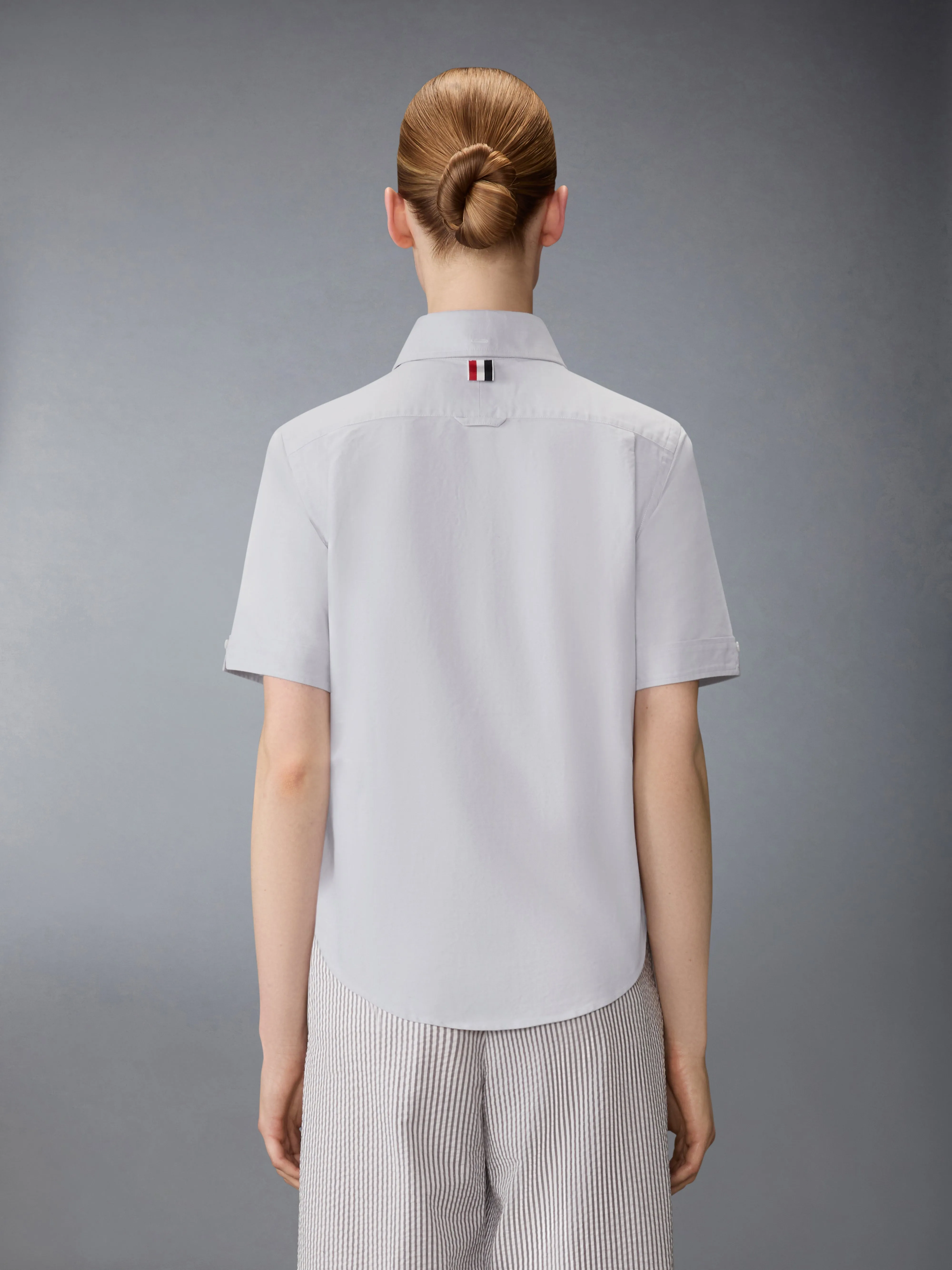 OXFORD ROUND COLLAR SHORT SLEEVE SHIRT sold by Thom Browne product image thumbnail 3