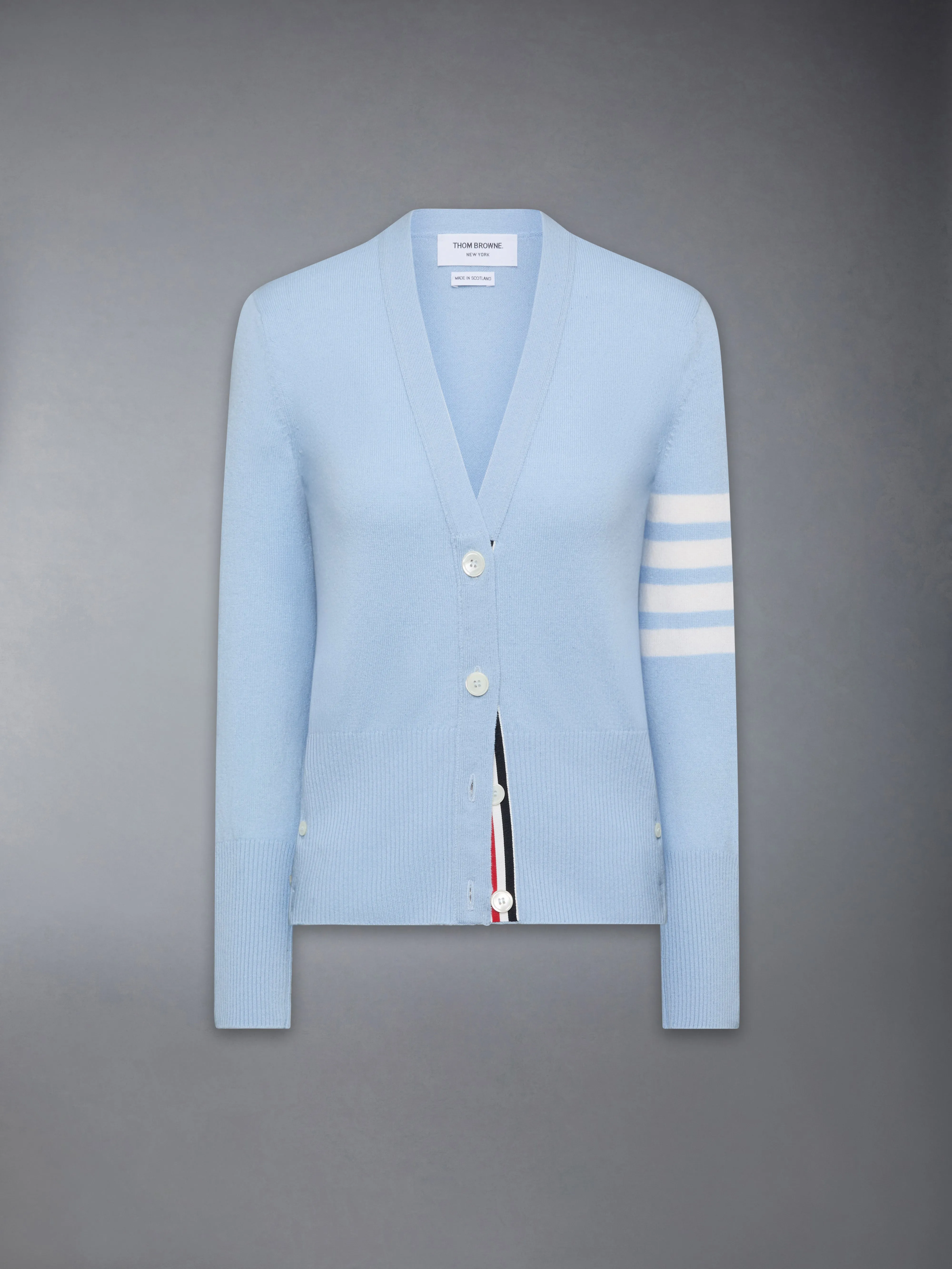CLASSIC CASHMERE 4-BAR V-NECK CARDIGAN sold by Thom Browne product image thumbnail 5