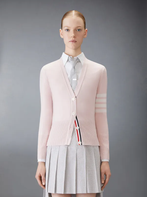 CLASSIC CASHMERE 4-BAR V-NECK CARDIGAN sold by Thom Browne