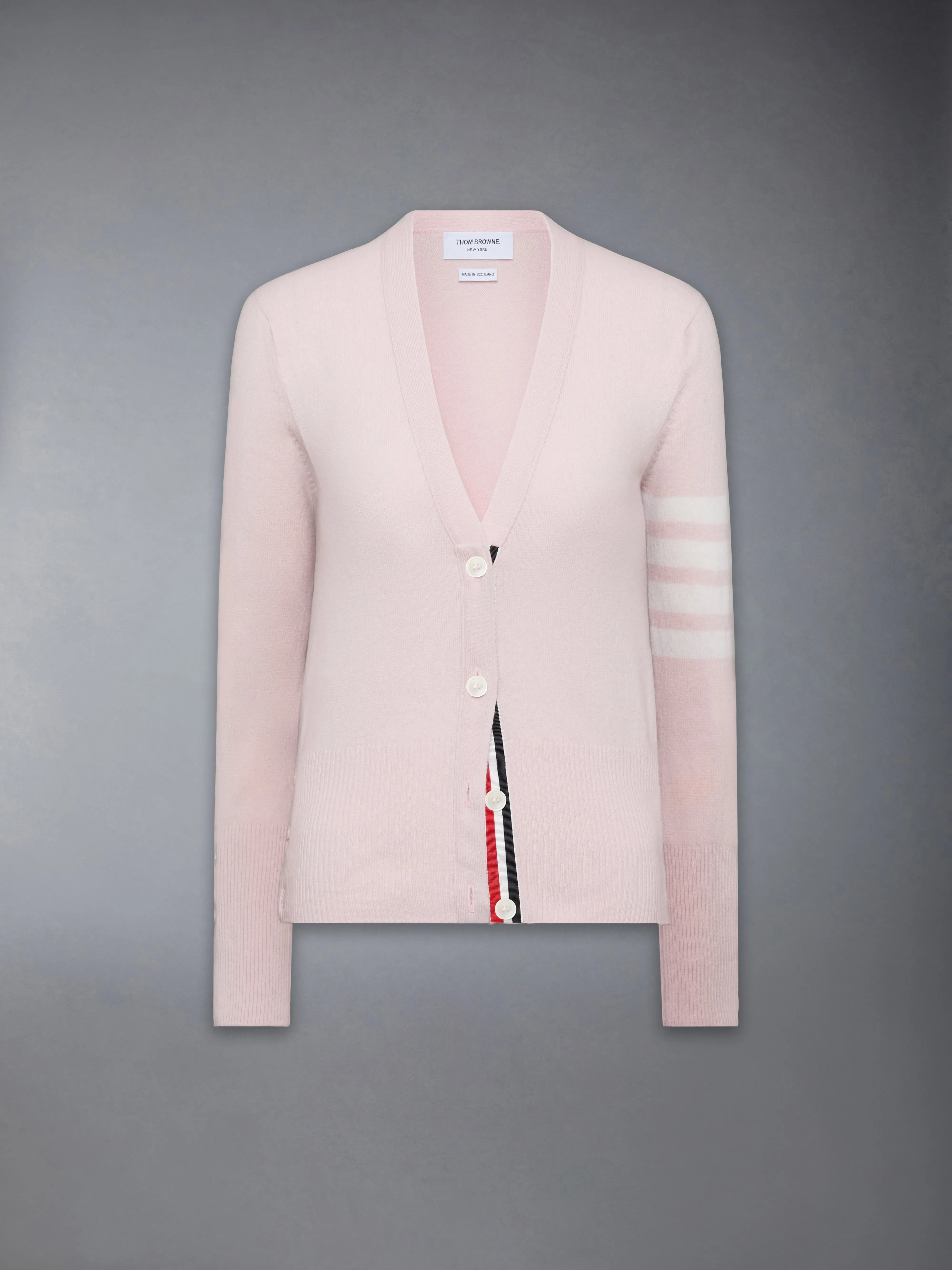 CLASSIC CASHMERE 4-BAR V-NECK CARDIGAN sold by Thom Browne product image thumbnail 5