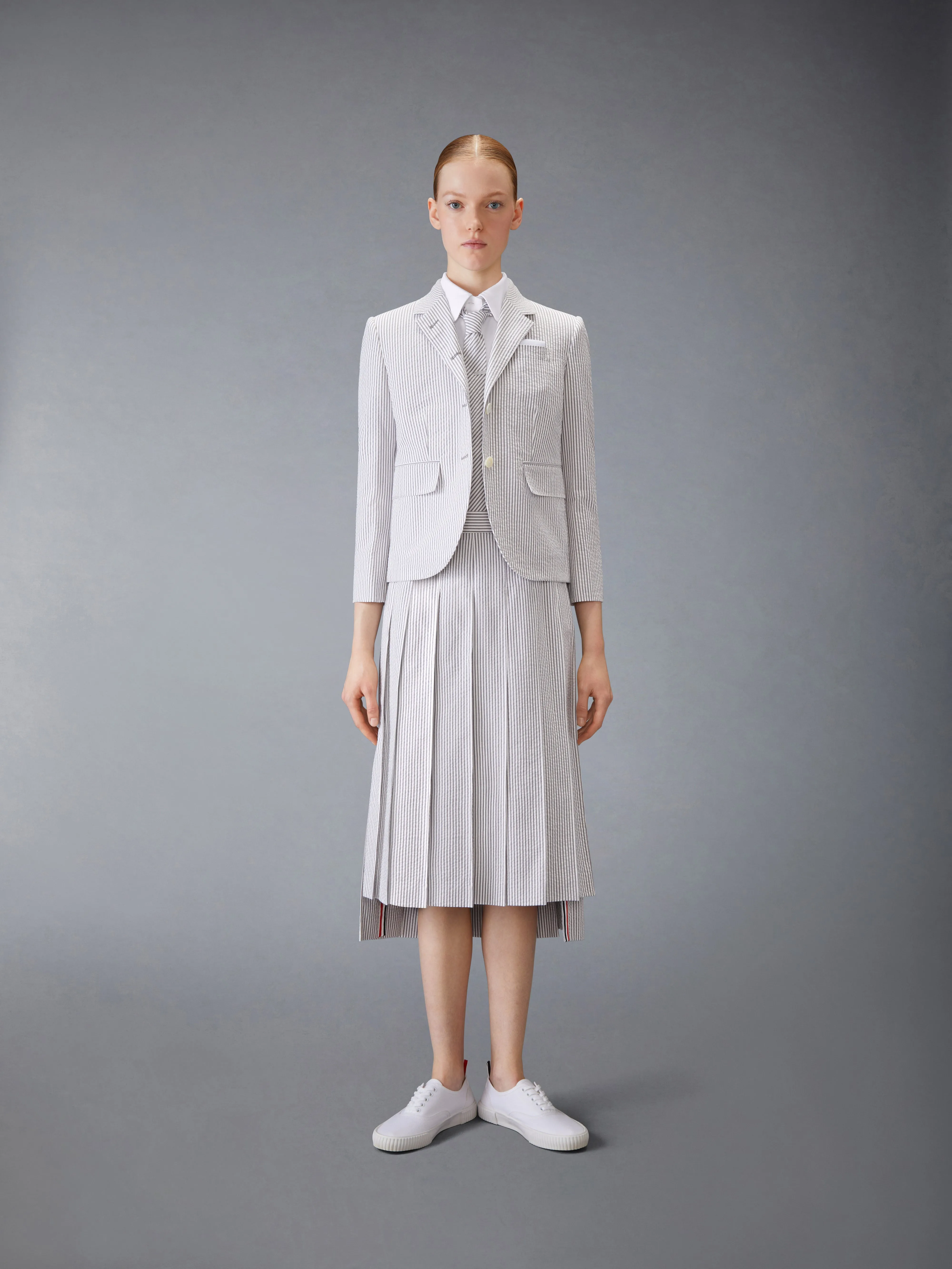 OXFORD ROUND COLLAR SHORT SLEEVE SHIRT sold by Thom Browne product image thumbnail 4