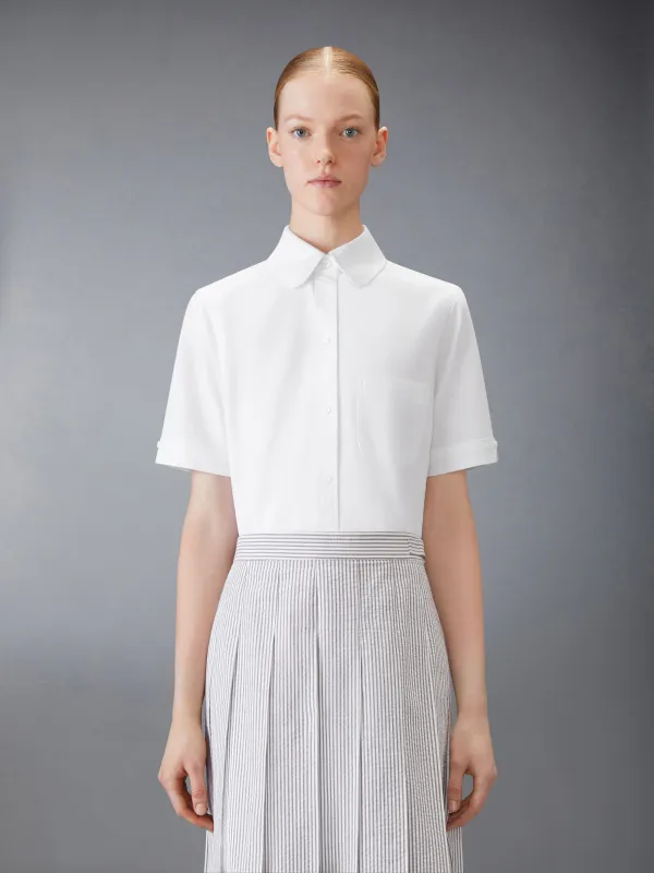 OXFORD ROUND COLLAR SHORT SLEEVE SHIRT sold by Thom Browne
