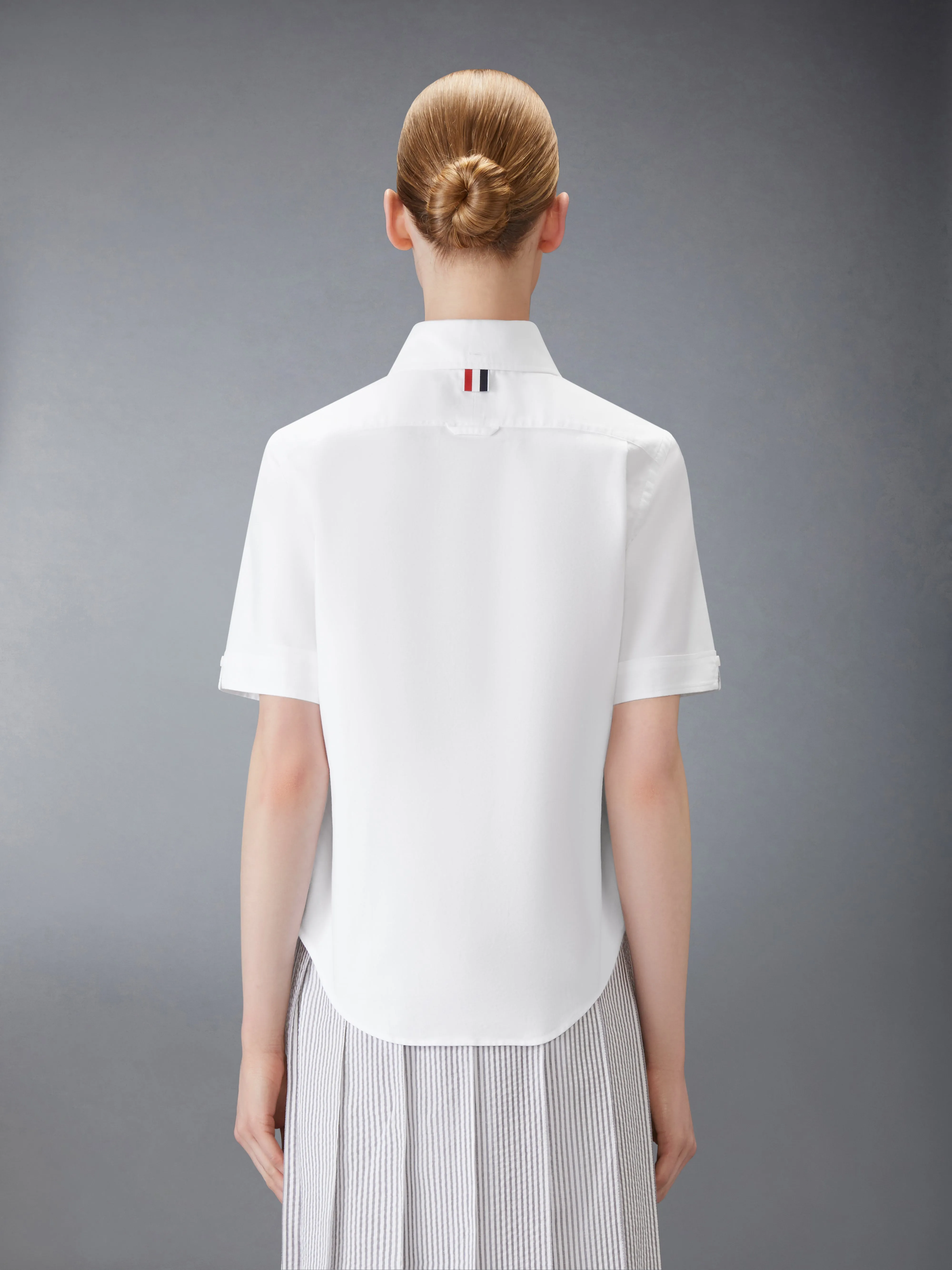 OXFORD ROUND COLLAR SHORT SLEEVE SHIRT sold by Thom Browne product image thumbnail 3